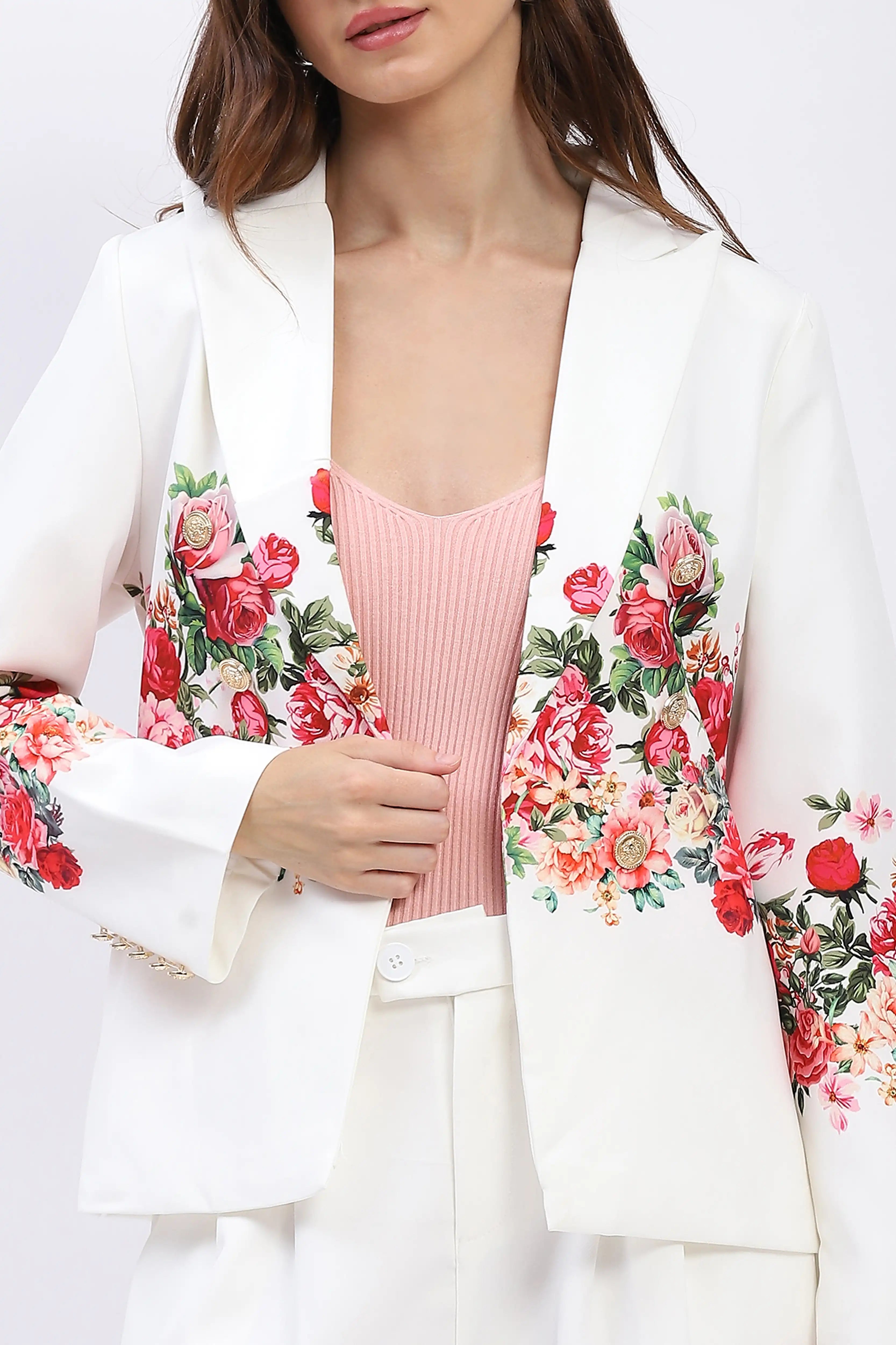 Floral Placement Print Coat - Global Republic