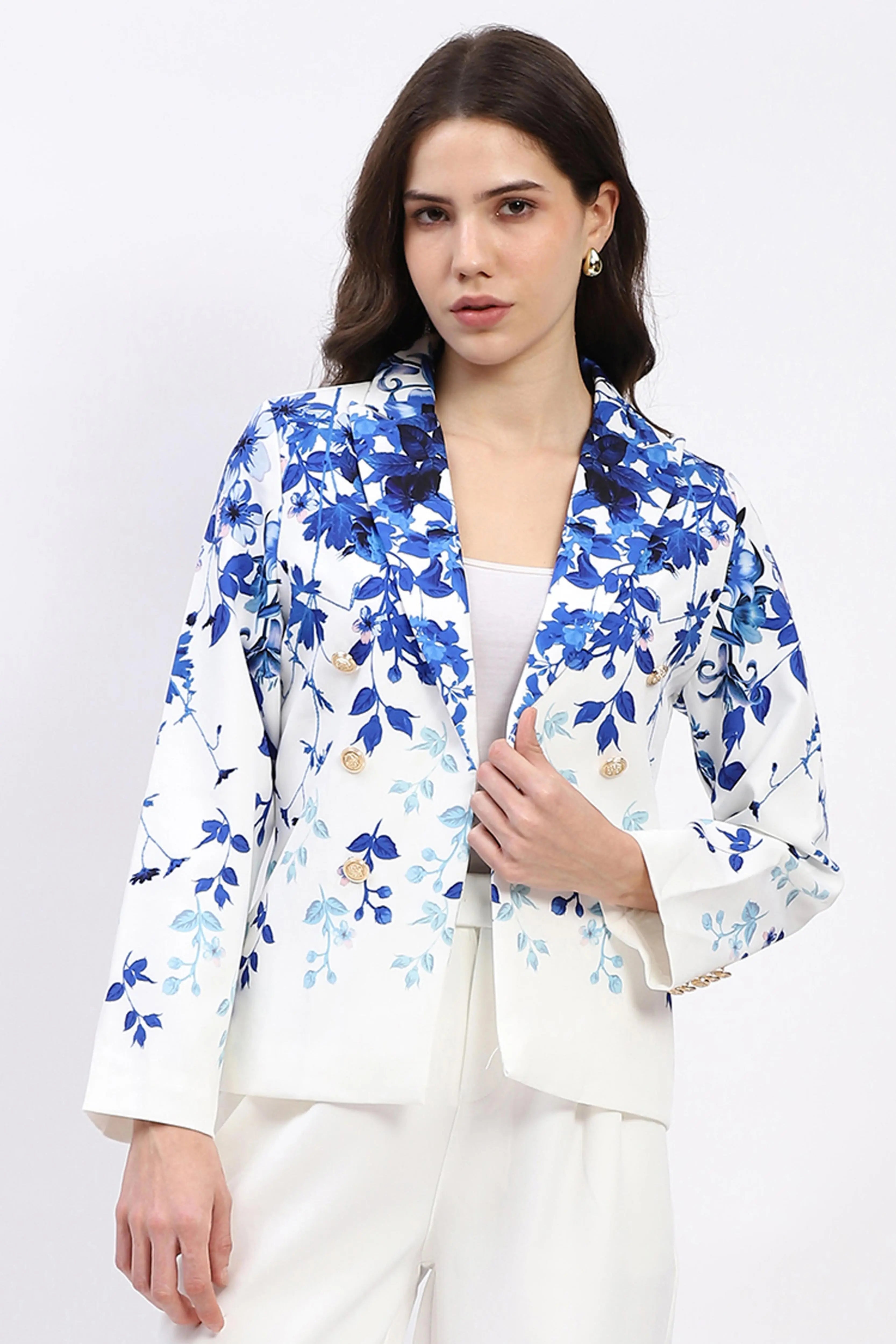 Floral Placement Print Coat - Global Republic