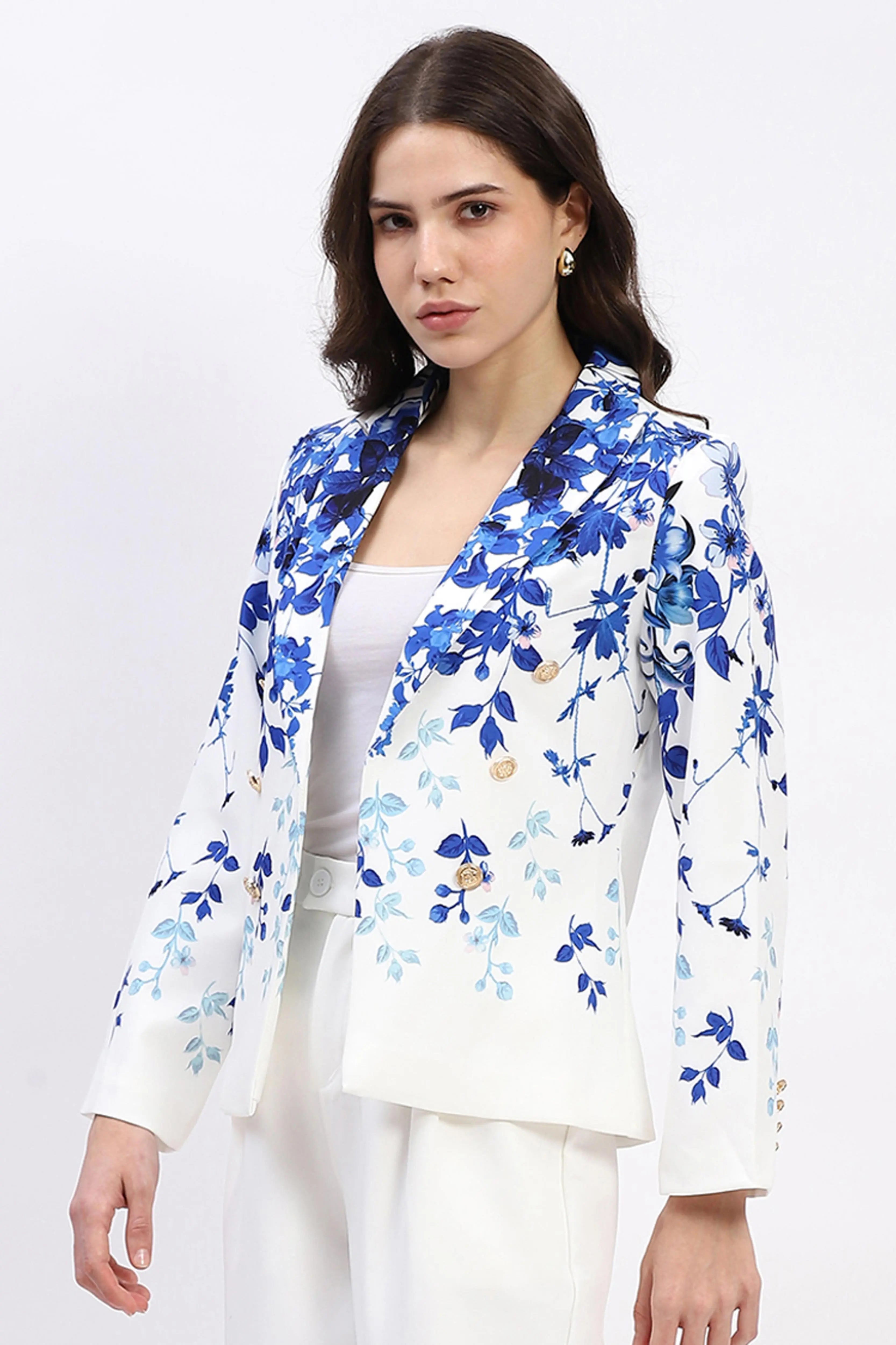 Floral Placement Print Coat - Global Republic