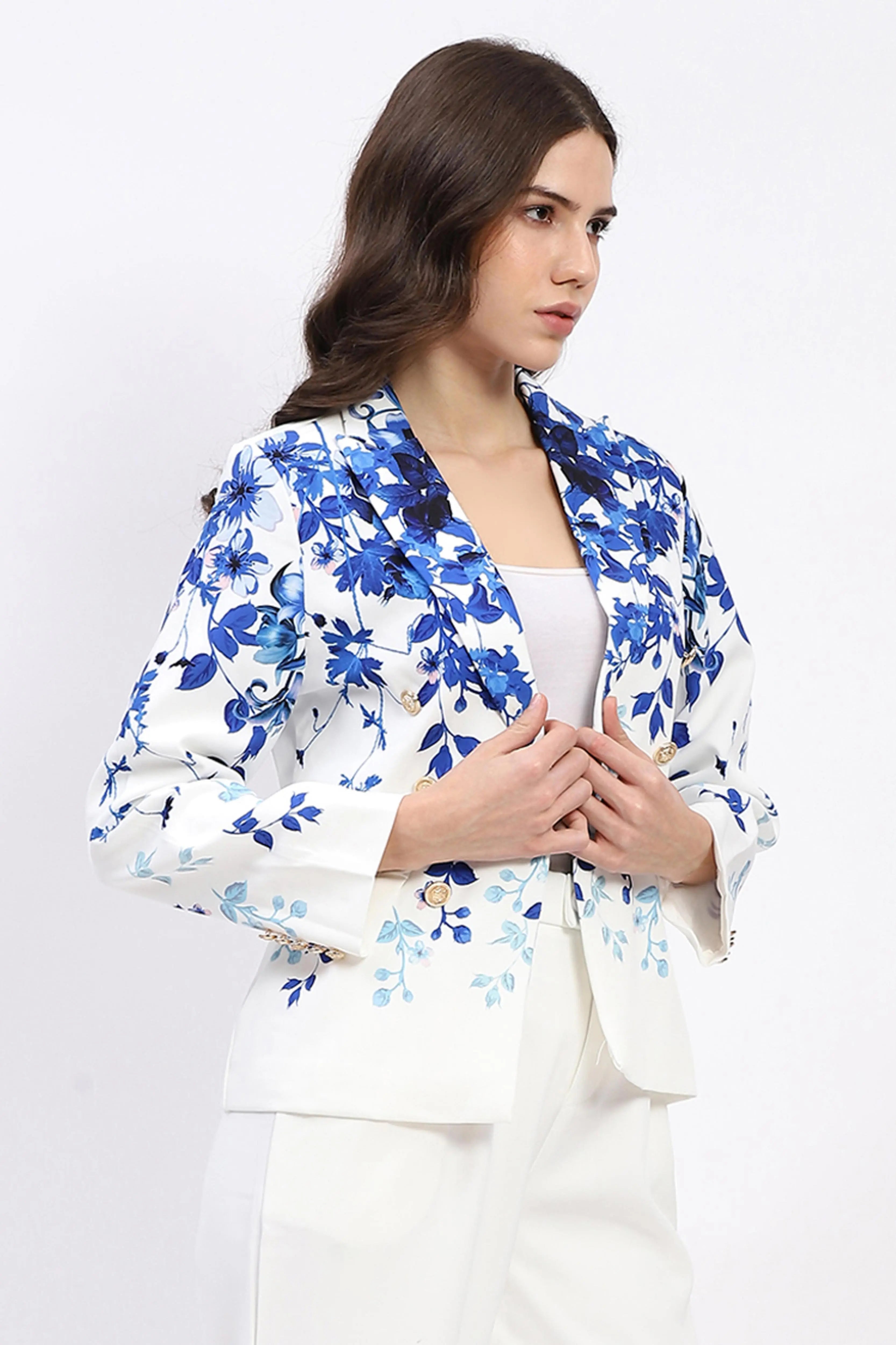 Floral Placement Print Coat - Global Republic