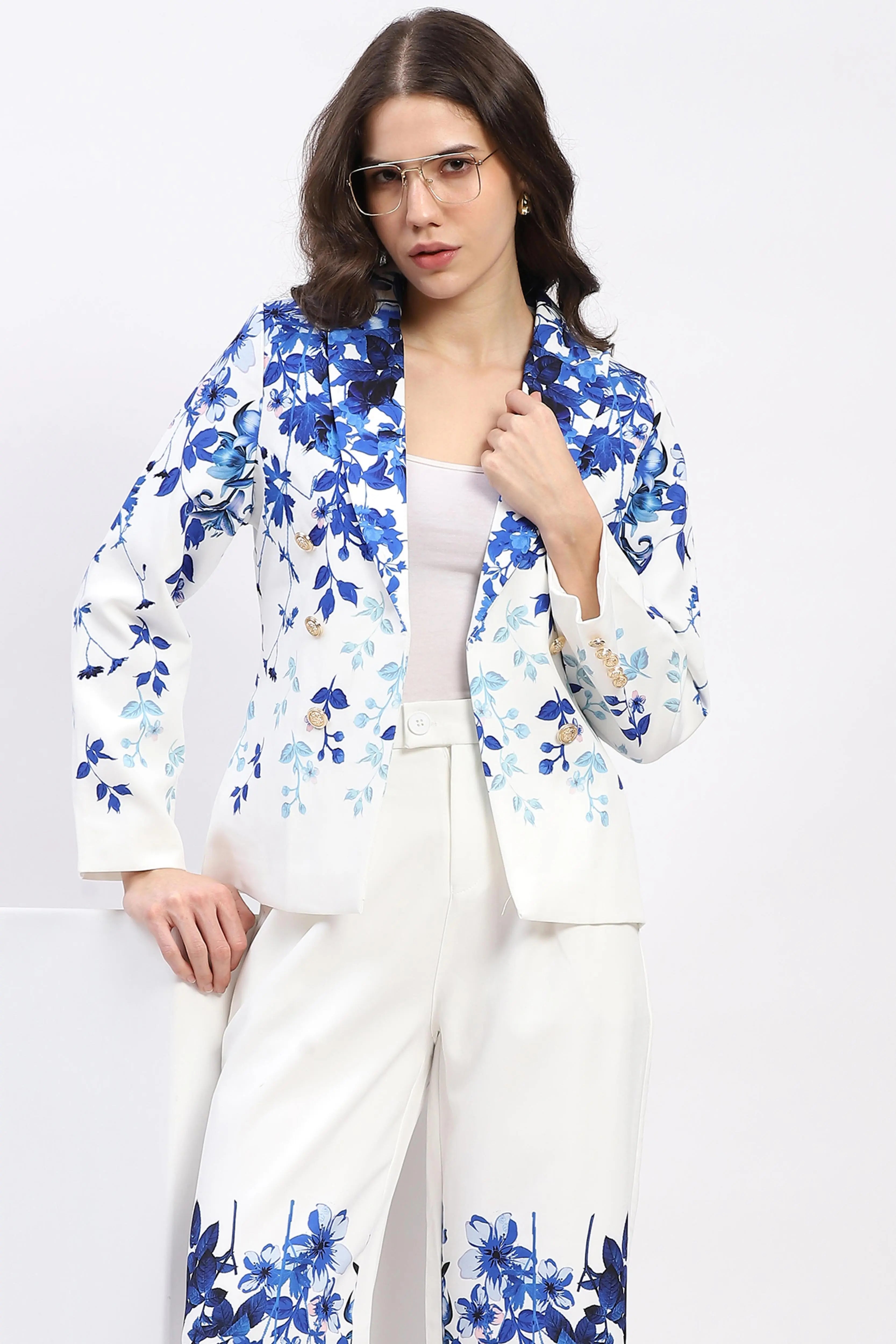 Floral Placement Print Coat - Global Republic