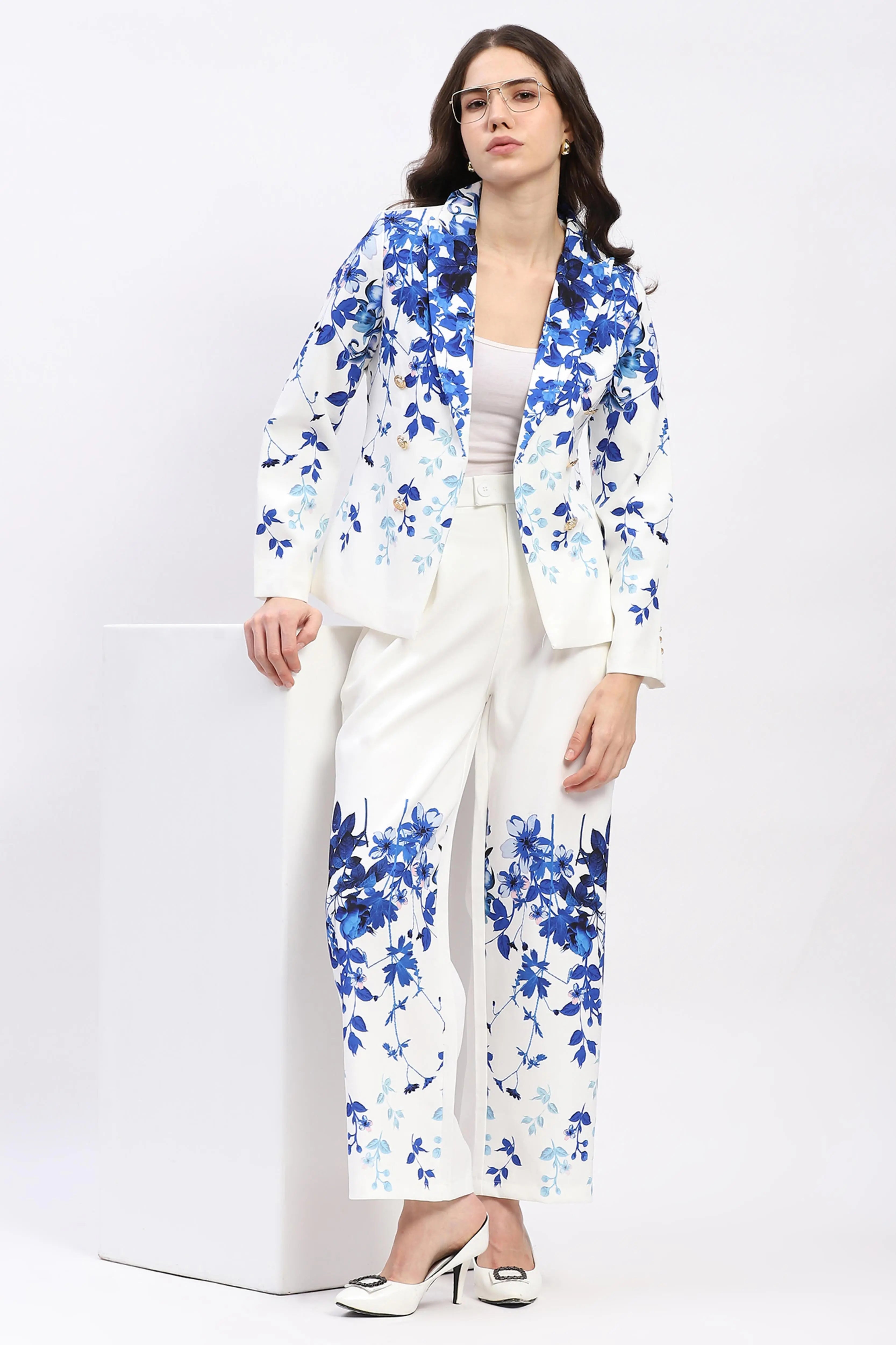 Elegant Floral Straight-Fit Trousers - Global Republic