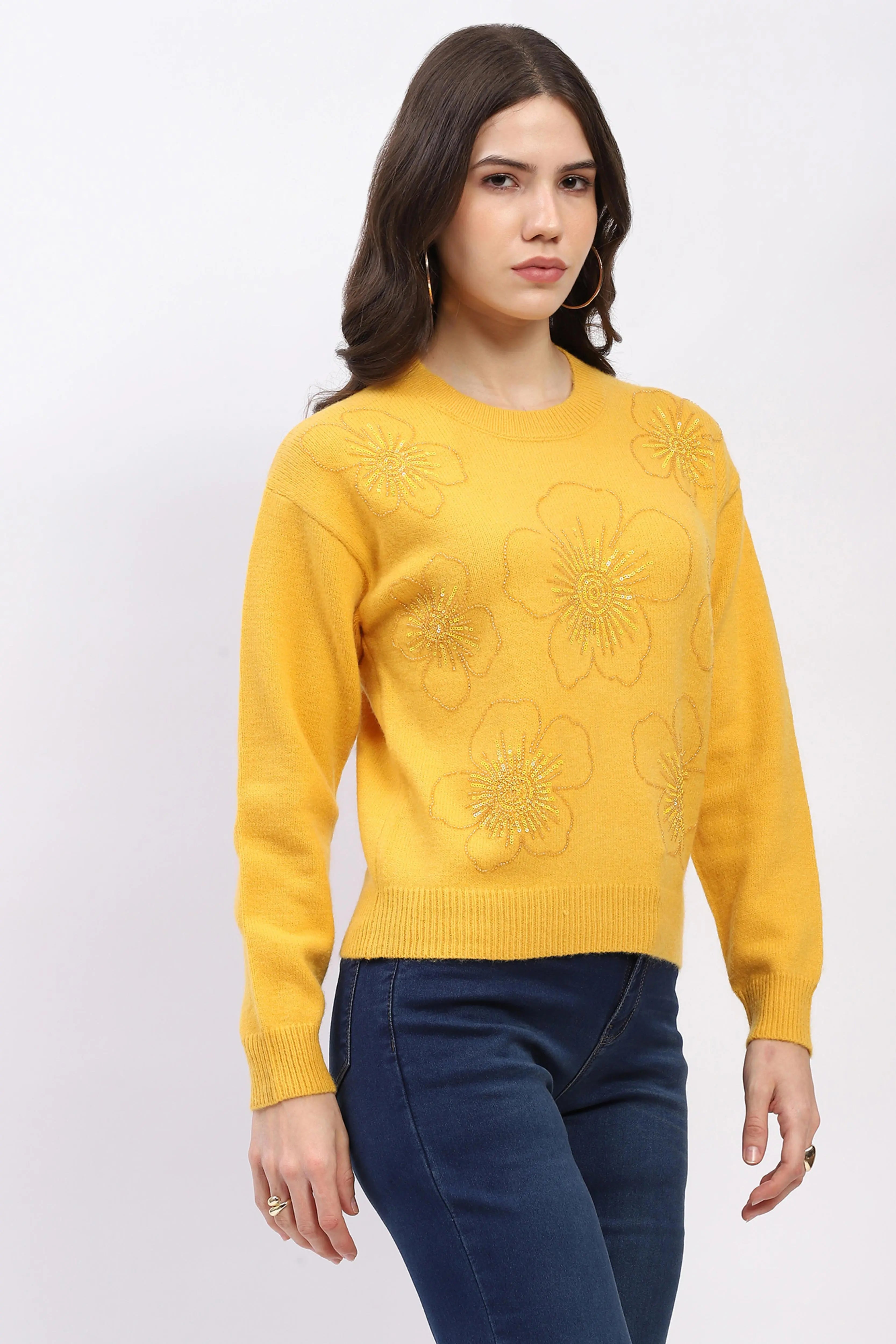 Floral Embellished Winter Pullover - Global Republic