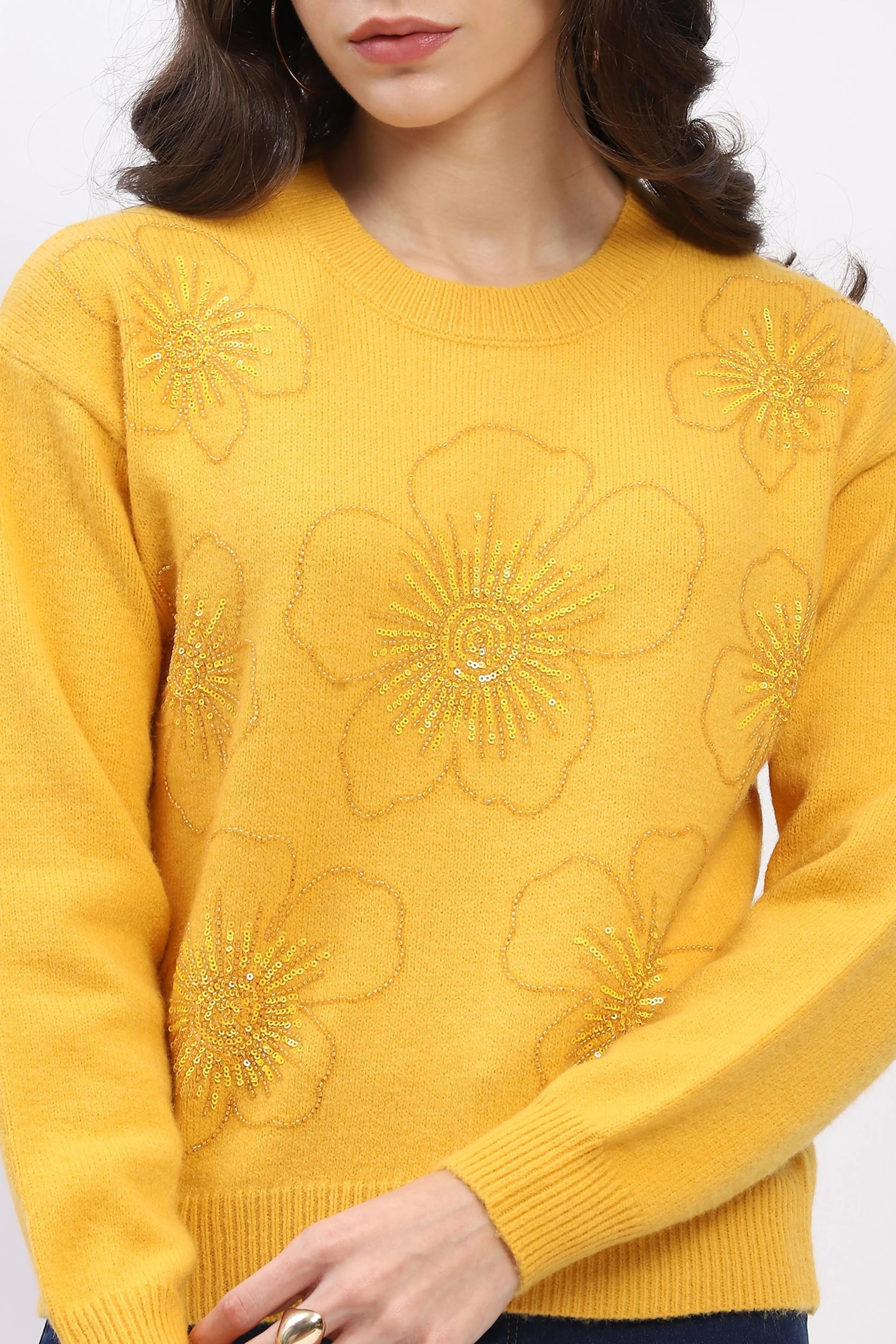 Floral Embellished Winter Pullover - Global Republic