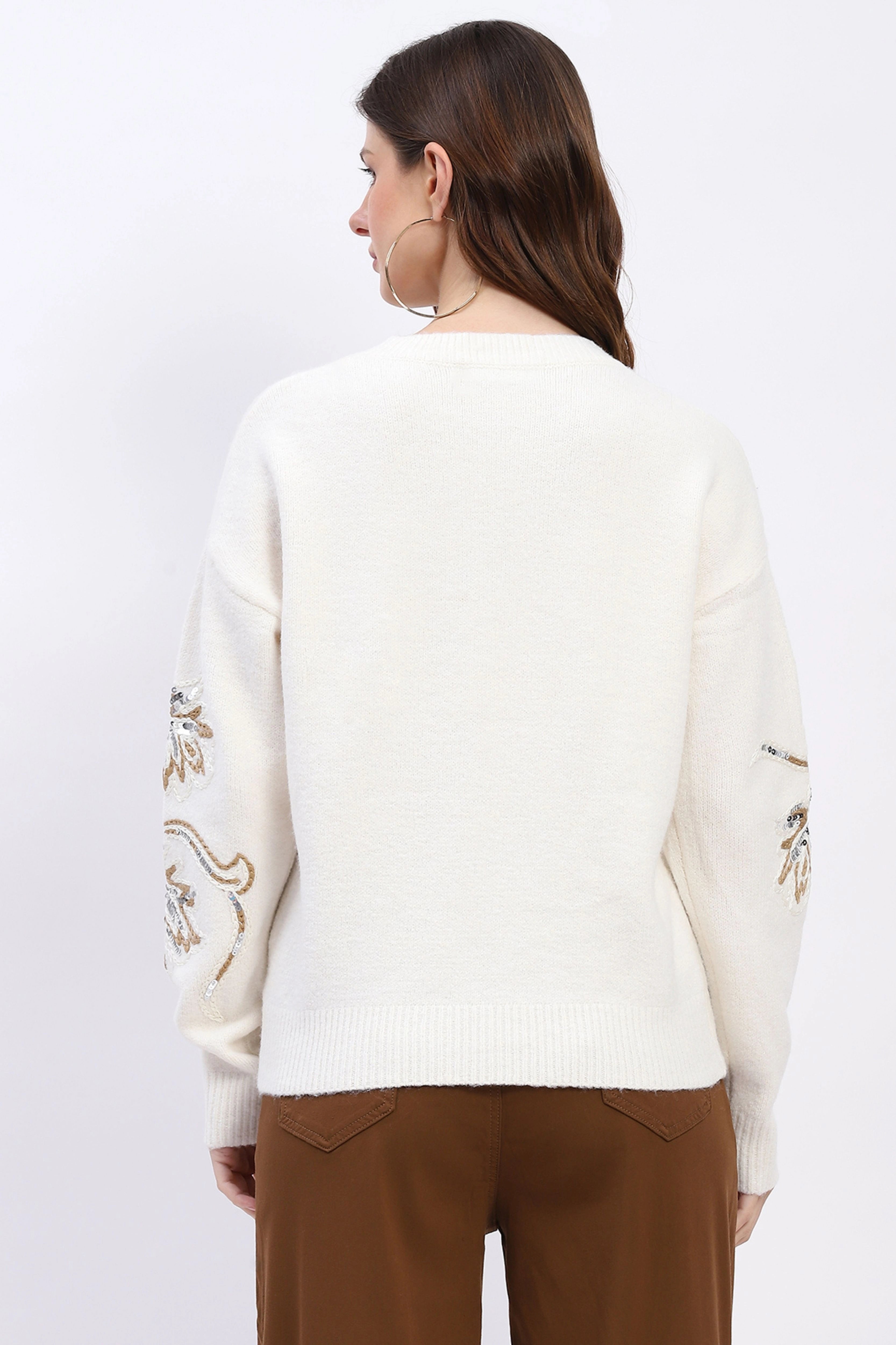 Floral Sequin Embroidered Pullover - Global Republic