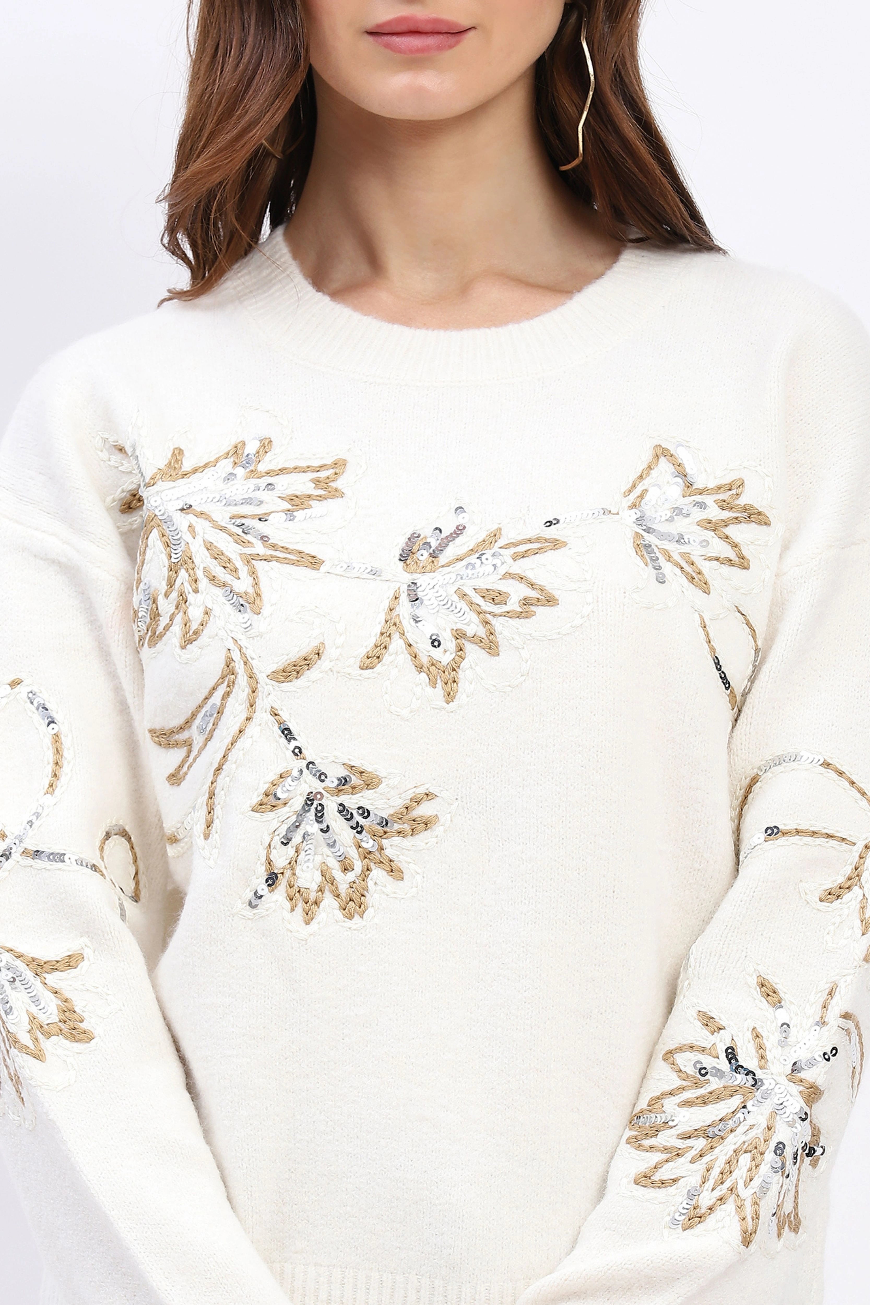 Floral Sequin Embroidered Pullover - Global Republic