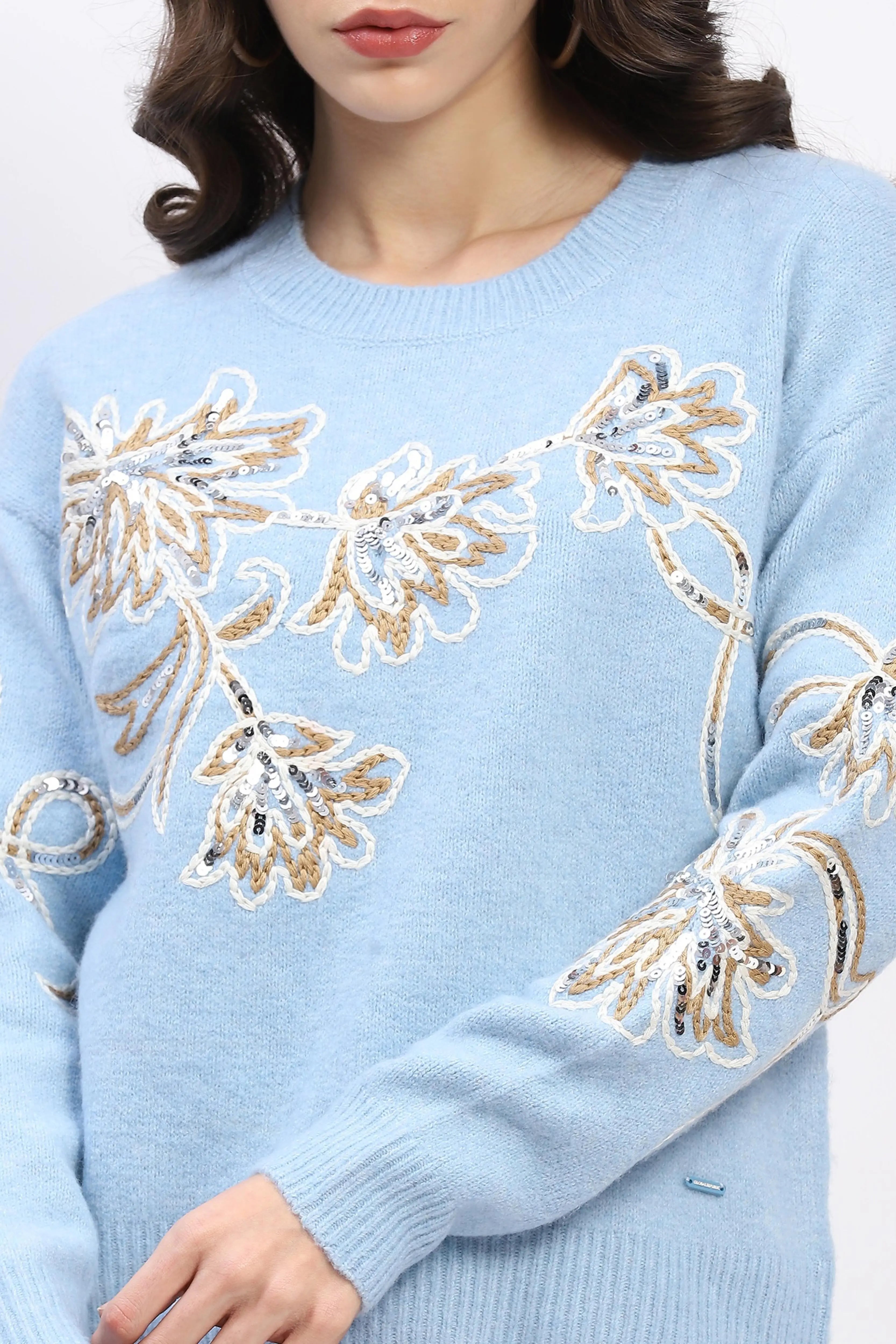Floral Sequin Embroidered Pullover - Global Republic