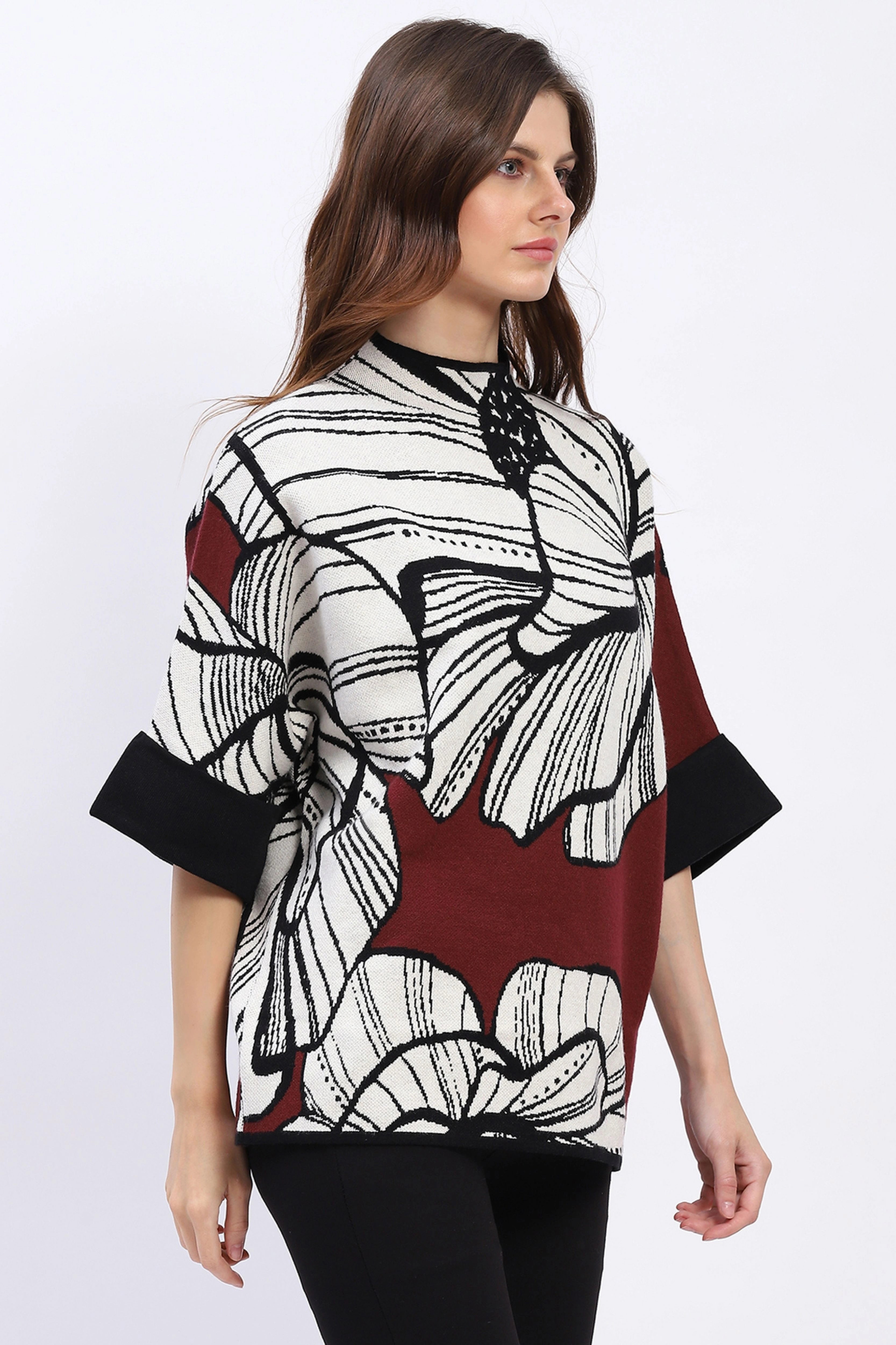 Abstract High Neck Pullover - Global Republic