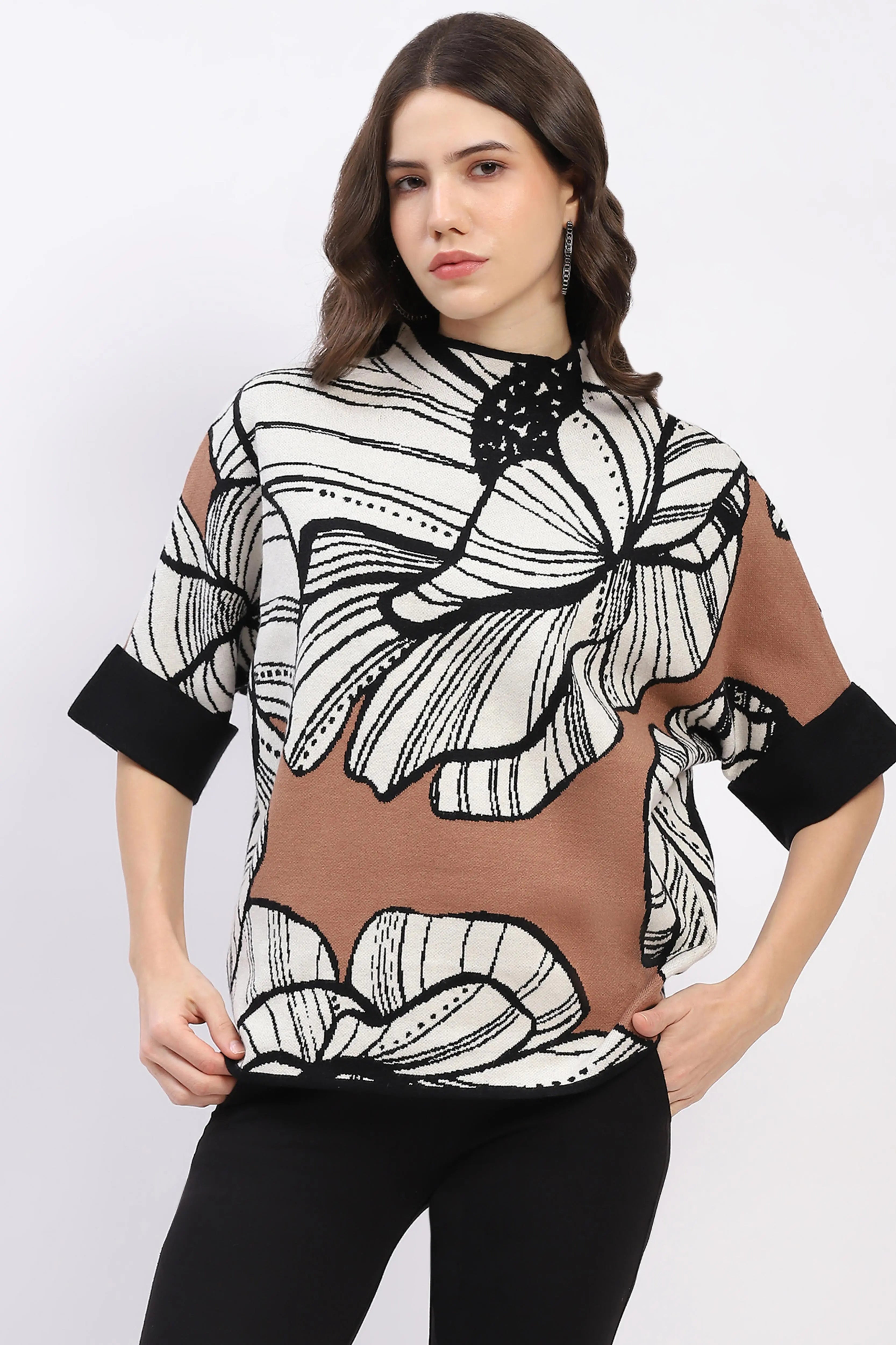 Abstract High Neck Pullover - Global Republic