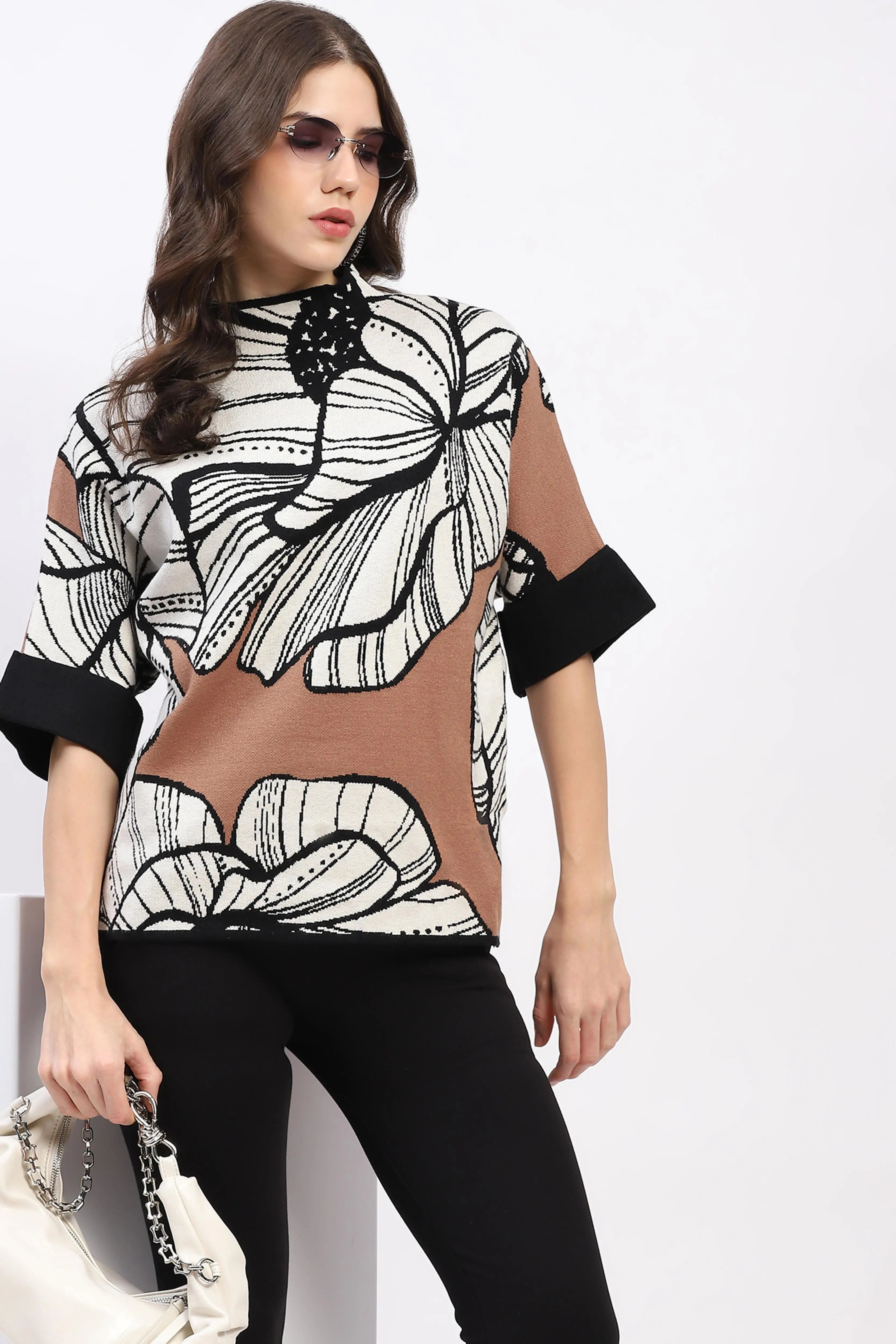 Abstract High Neck Pullover - Global Republic