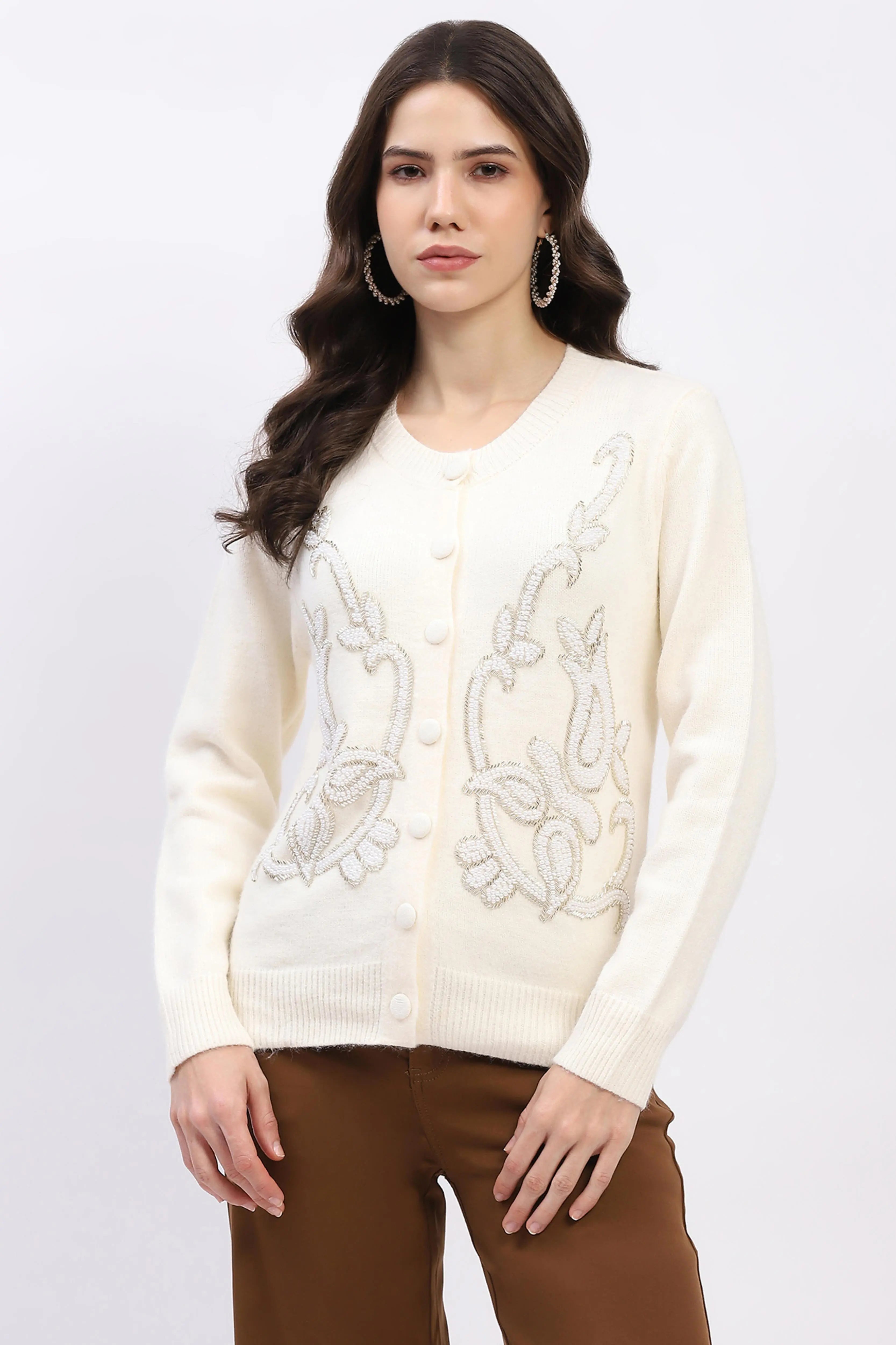 Embellished Wool-Blend Cardigan - Global Republic