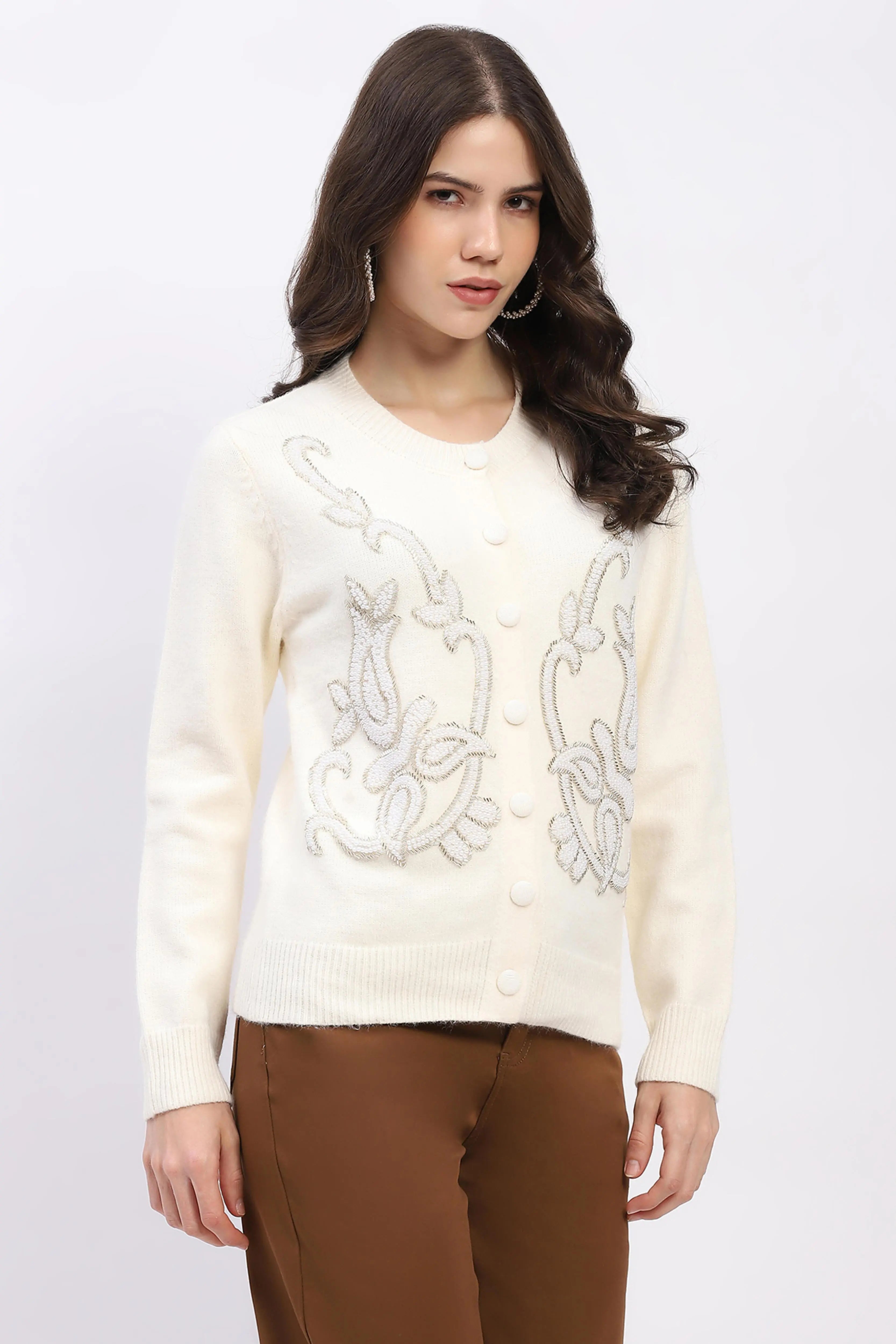 Embellished Wool-Blend Cardigan - Global Republic