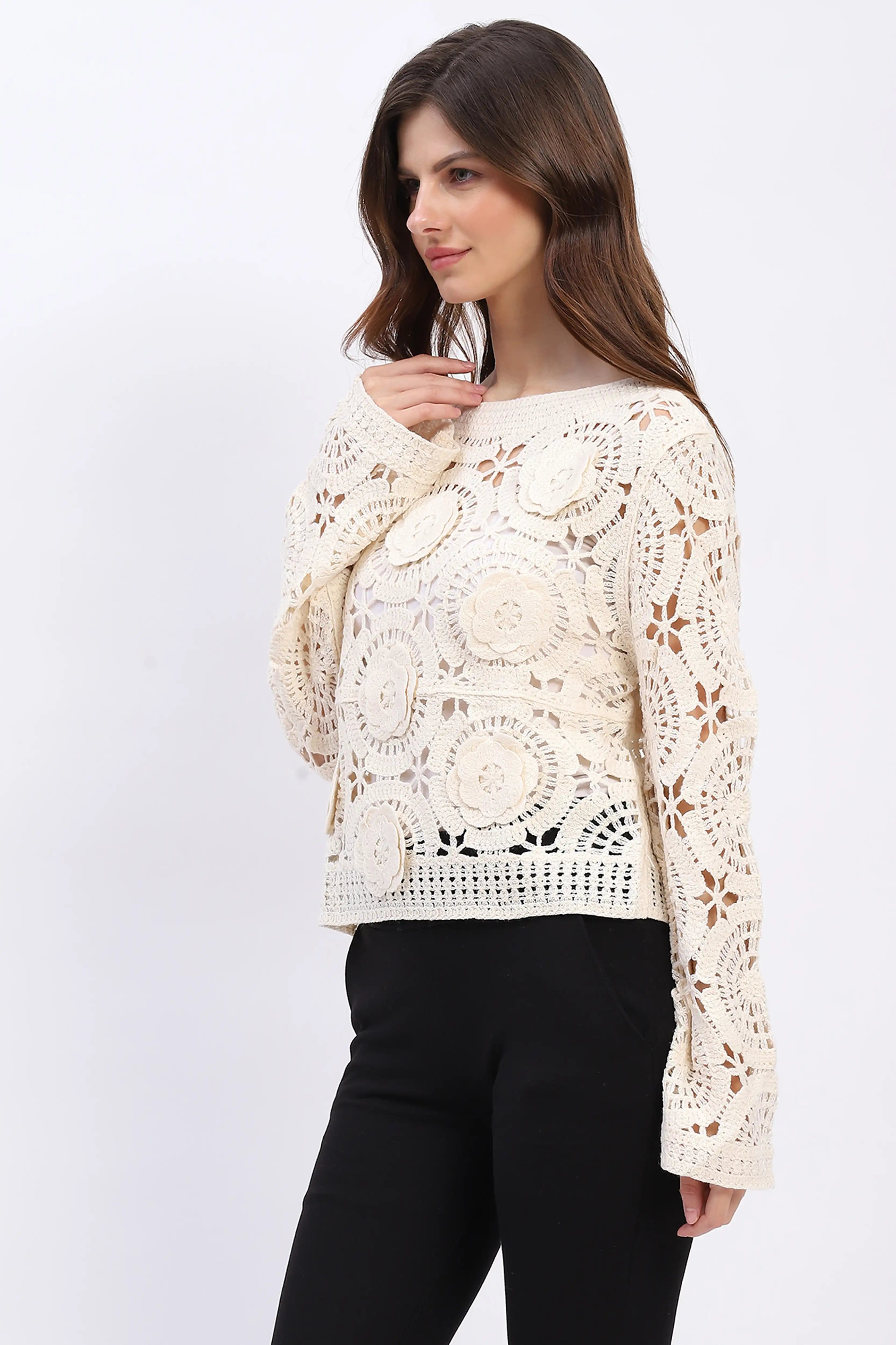 Floral Crochet Woven Top - Global Republic