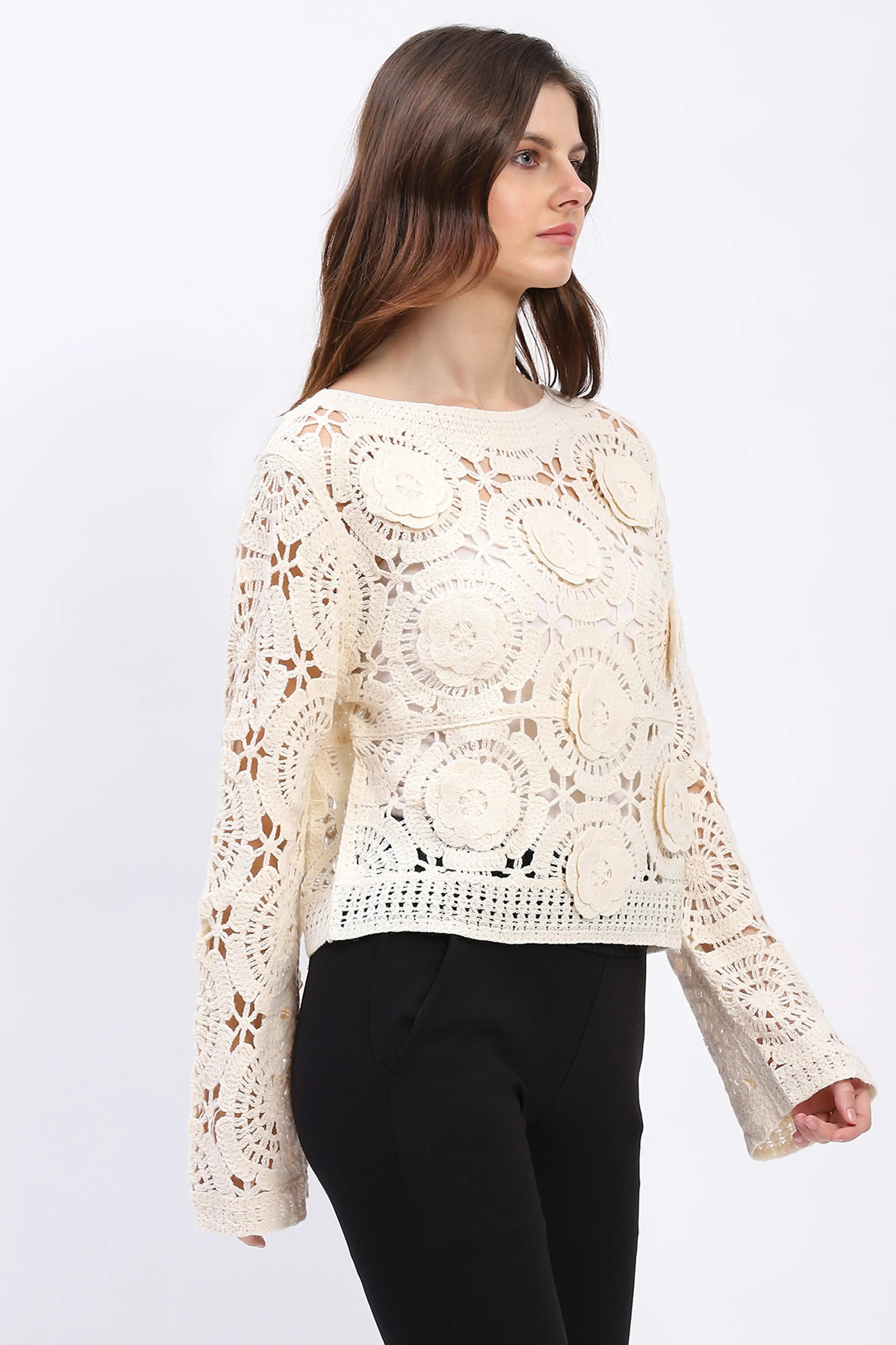 Floral Crochet Woven Top - Global Republic