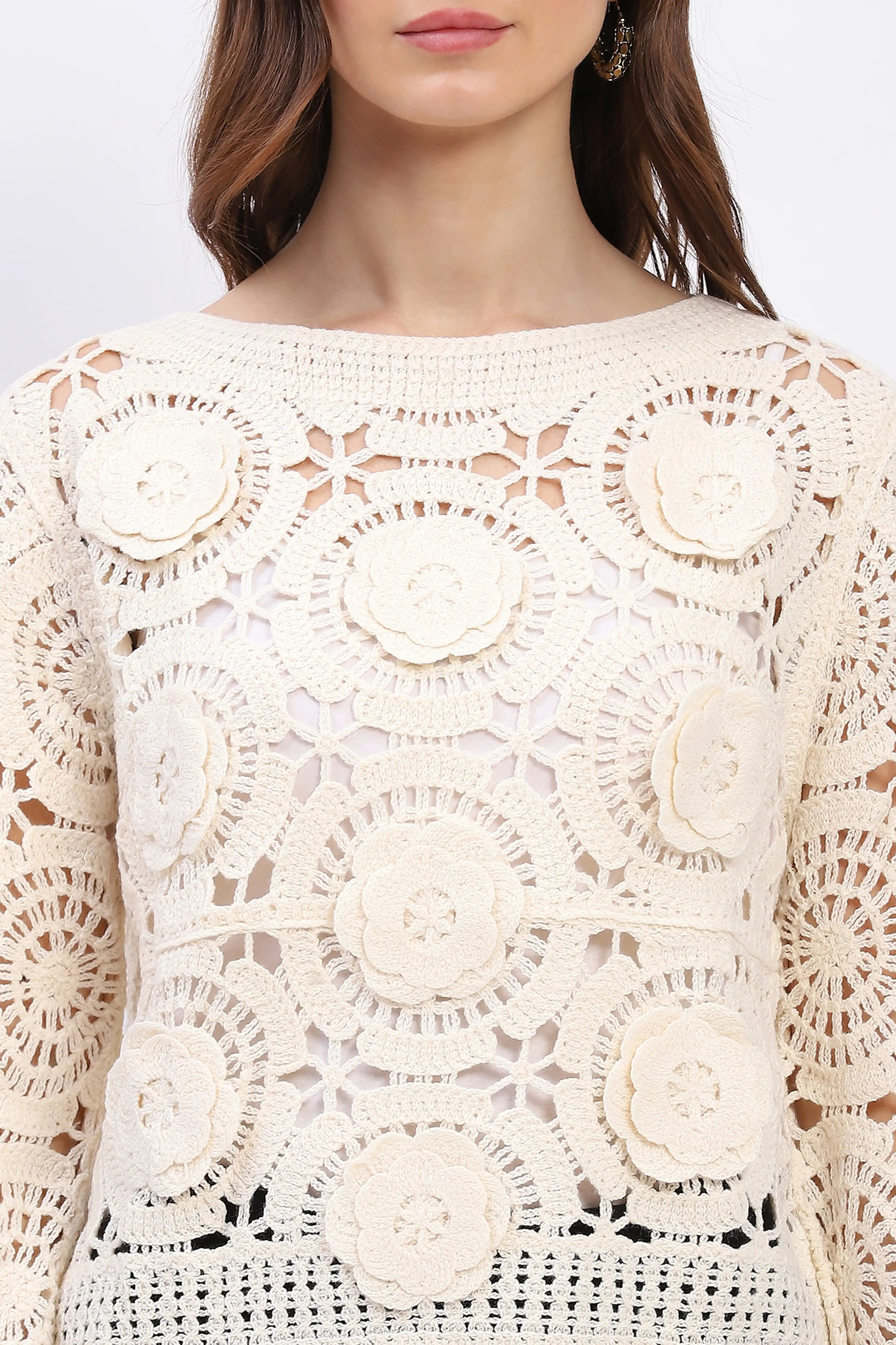 Floral Crochet Woven Top - Global Republic