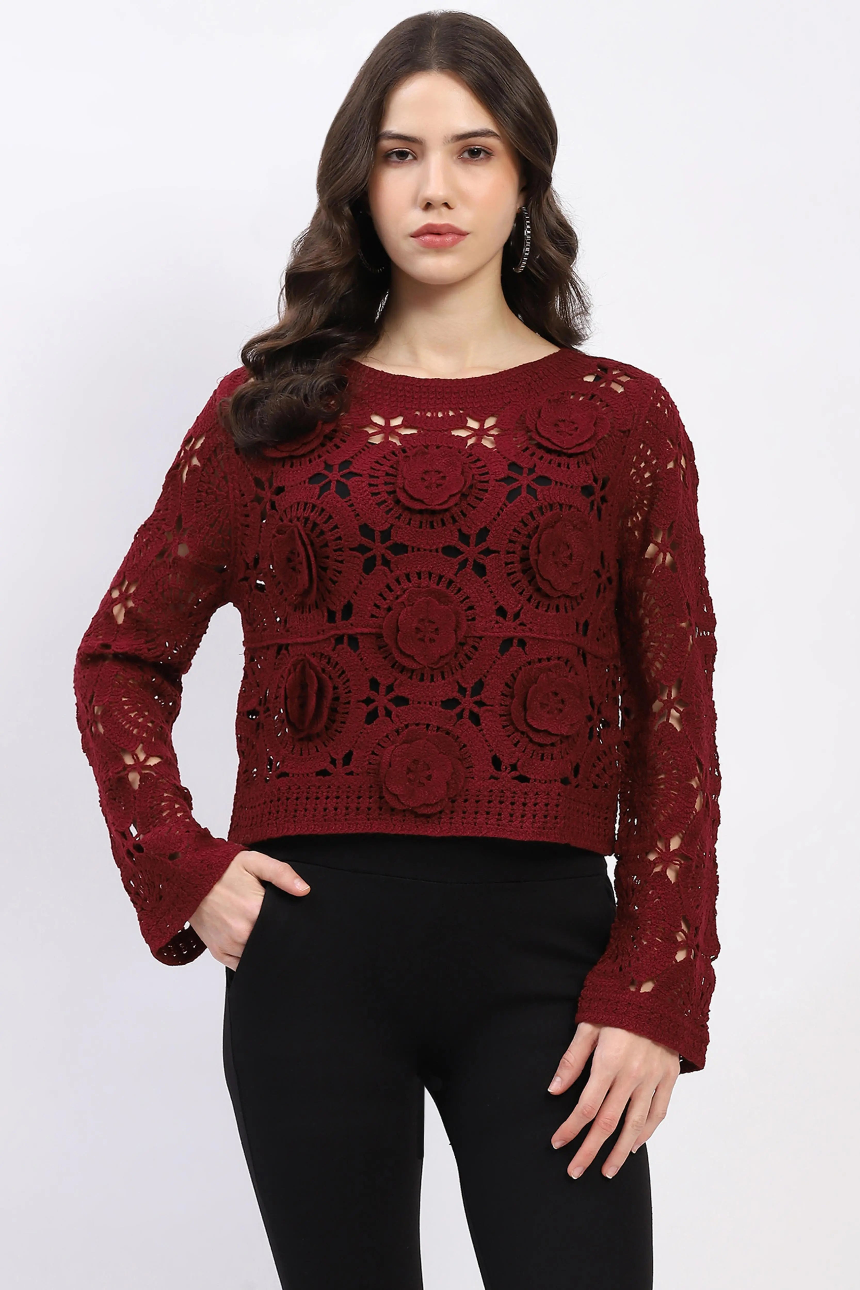 Floral Crochet Woven Top - Global Republic