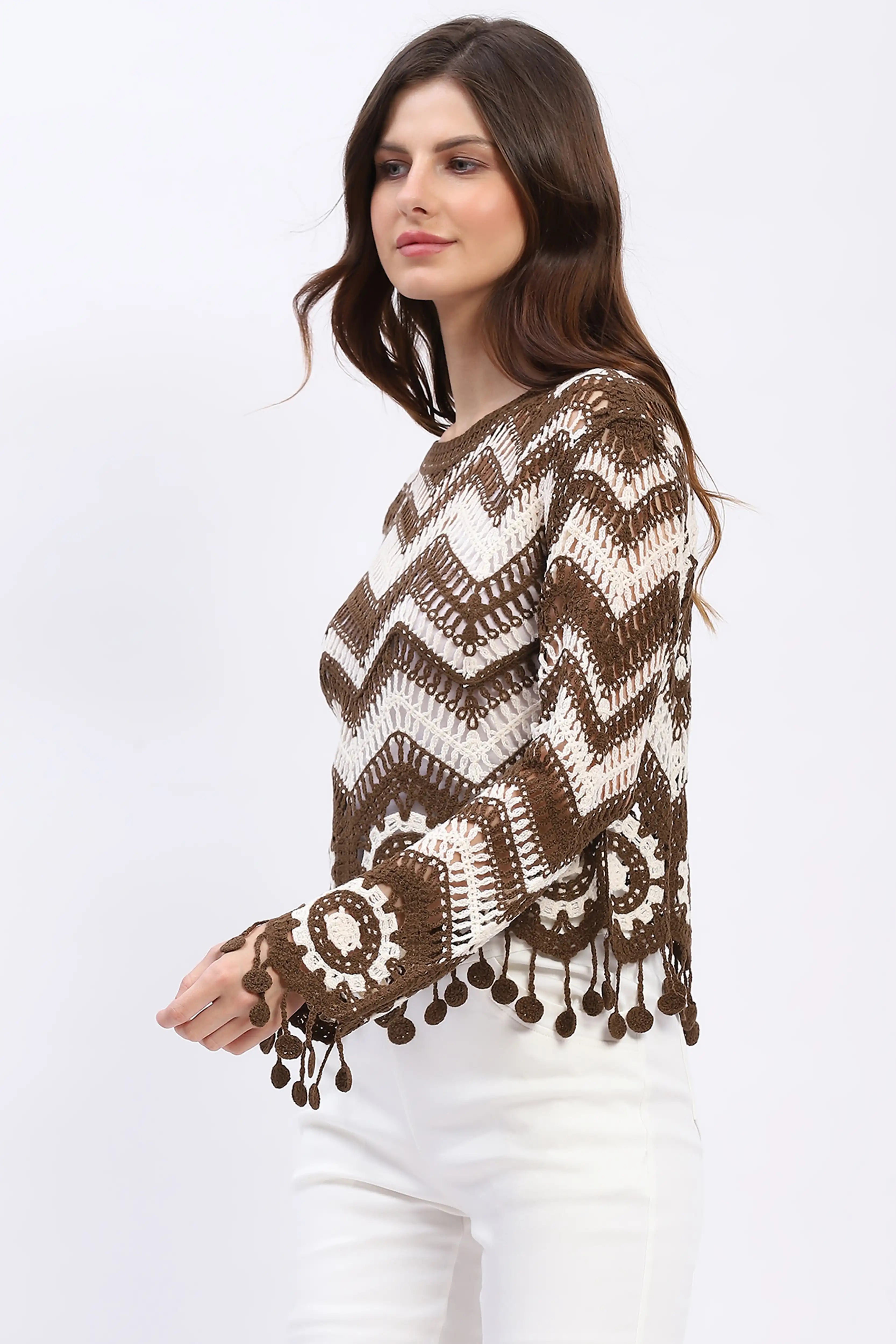 Chevron Woven Crochet Top - Global Republic
