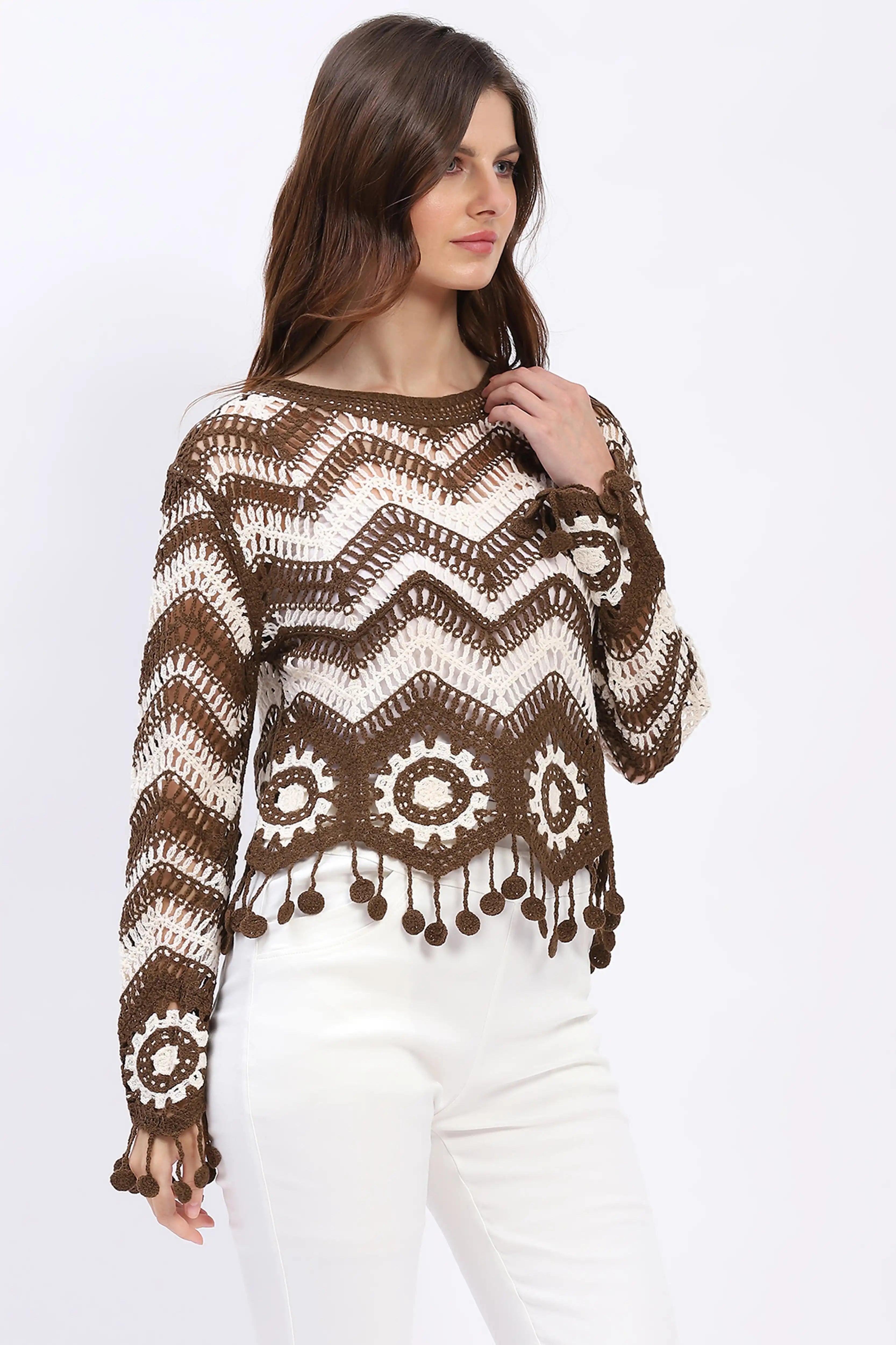 Chevron Woven Crochet Top - Global Republic