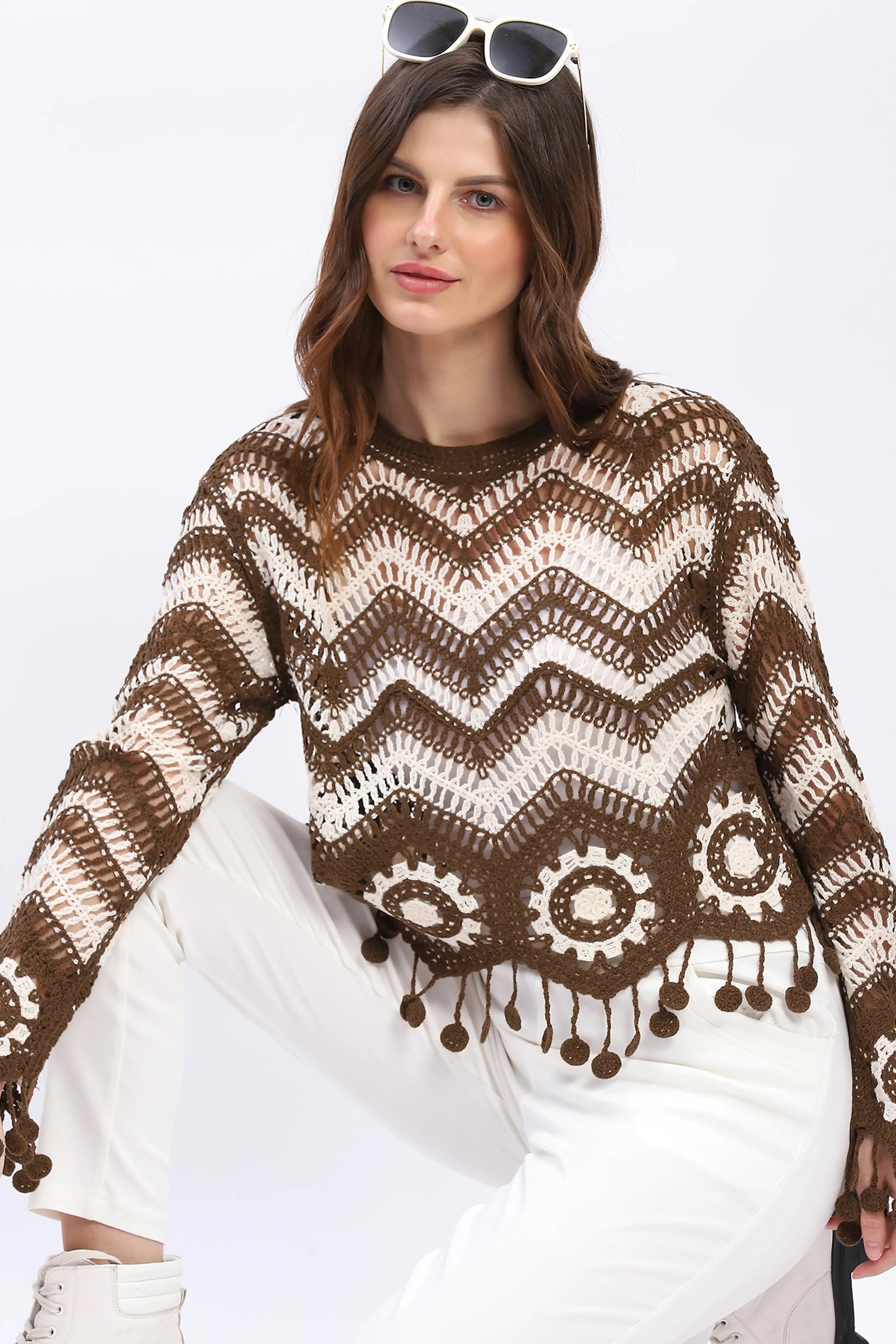 Chevron Woven Crochet Top - Global Republic