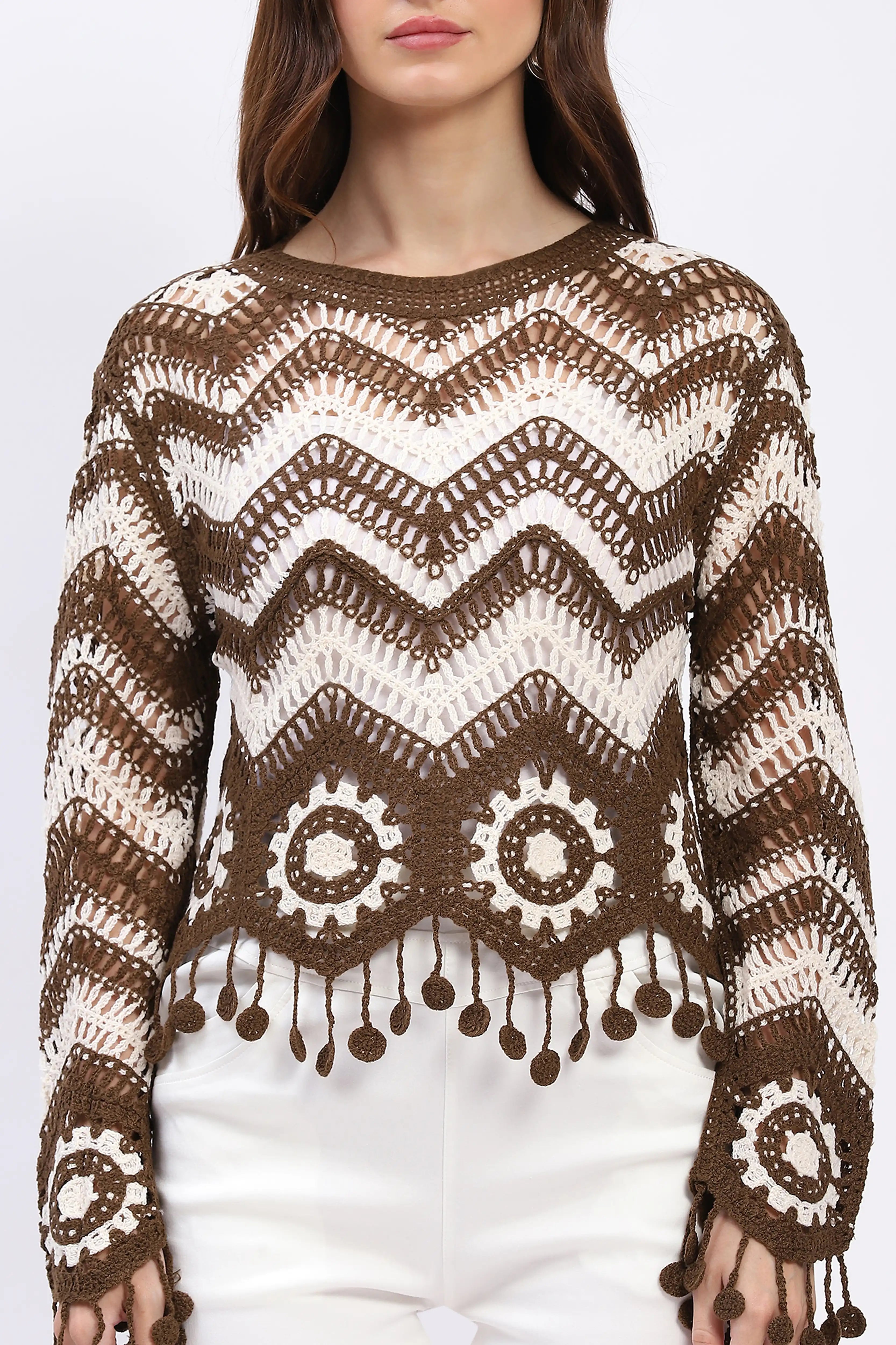 Chevron Woven Crochet Top - Global Republic