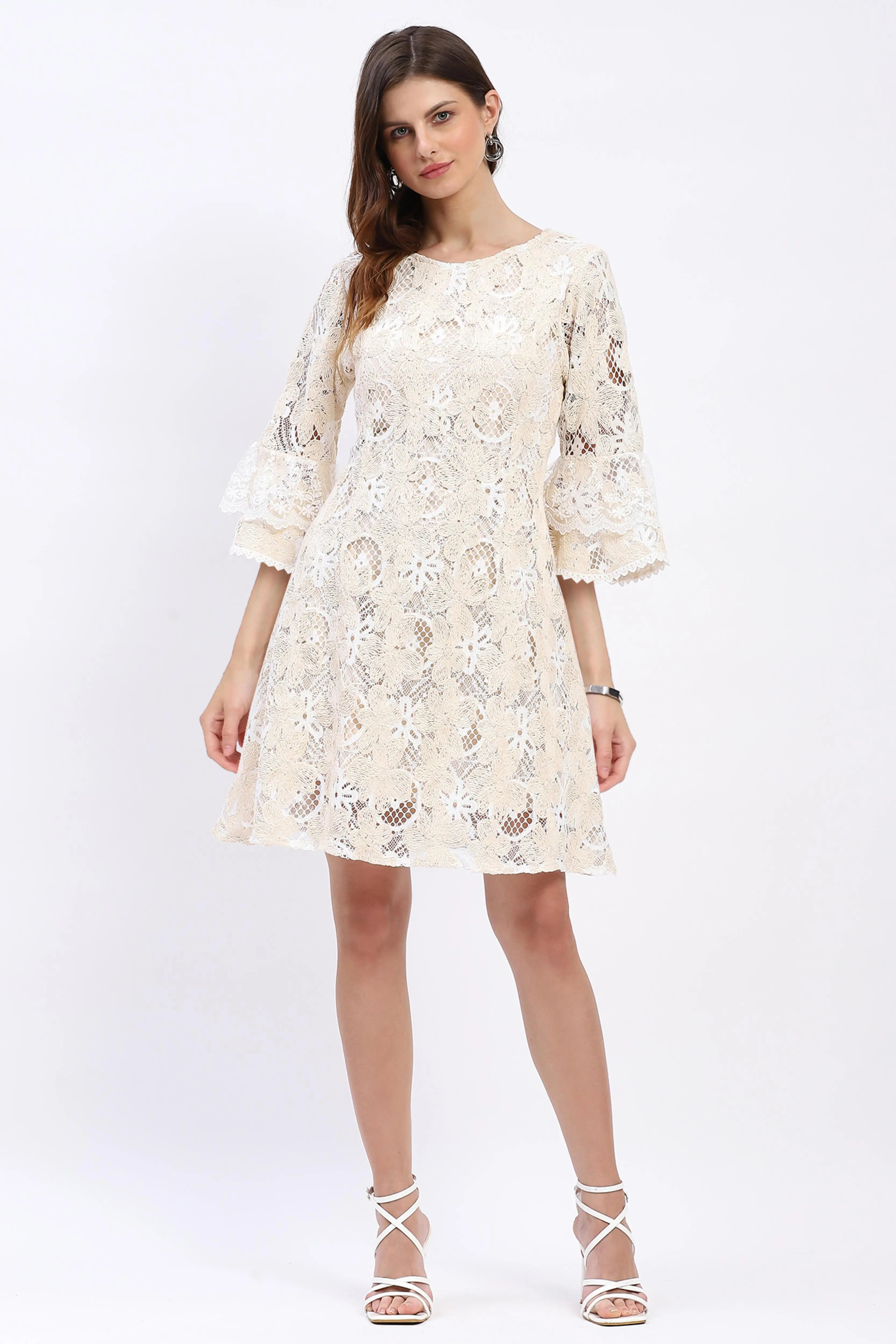 Floral Embroidered A-Line Dress - Global Republic