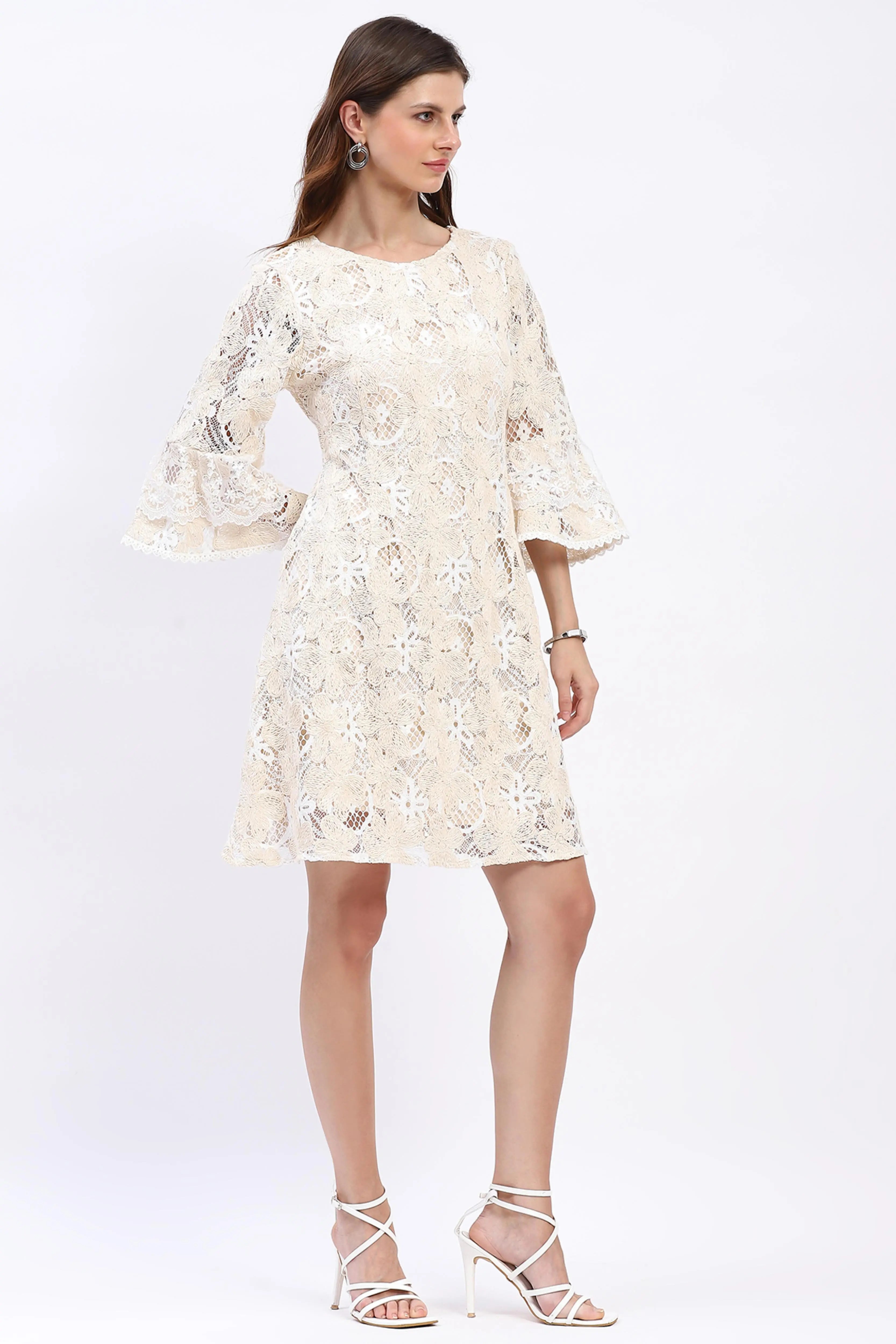 Floral Embroidered A-Line Dress - Global Republic