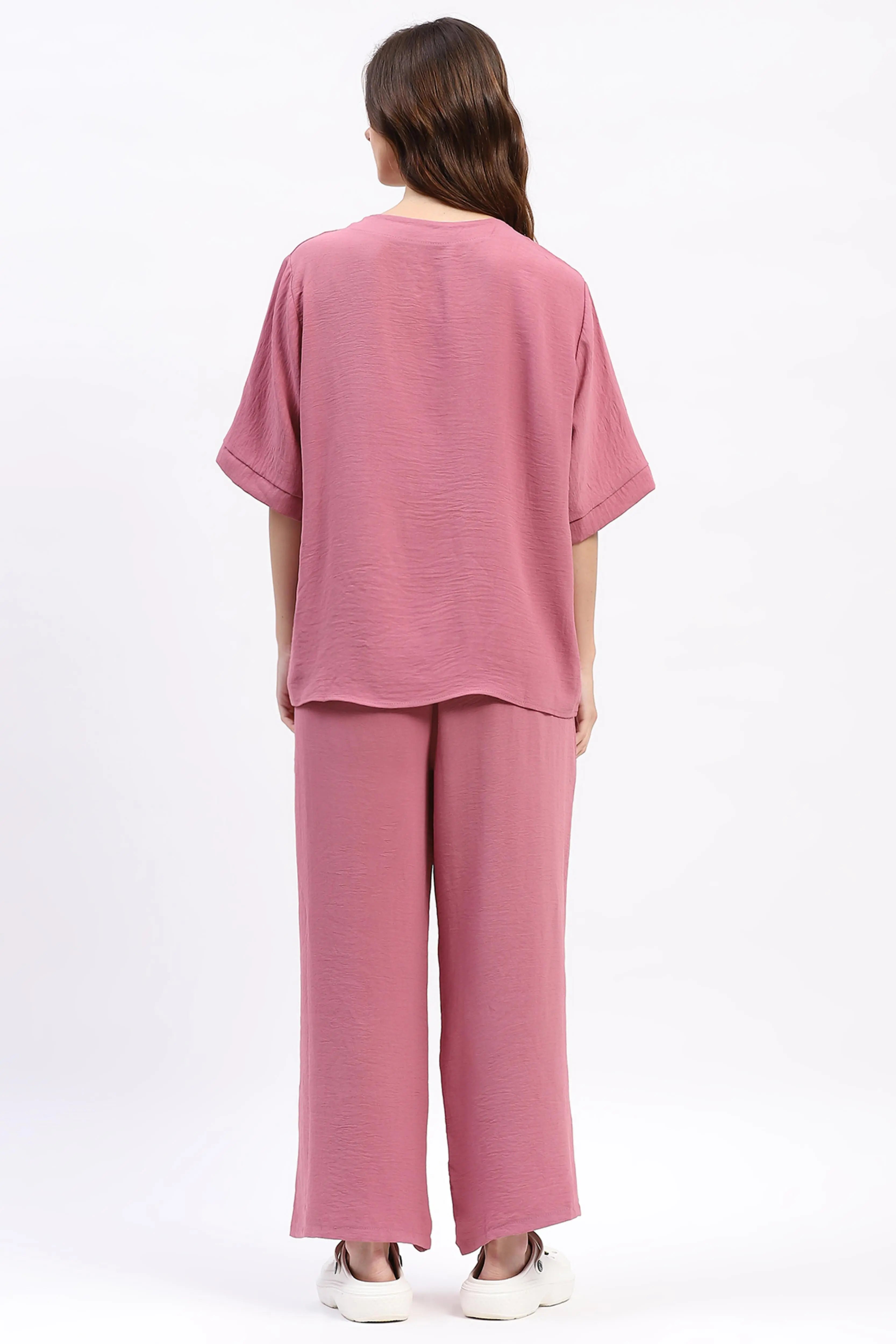 Embroidered Yoke Rayon Co-ord Set - Global Republic