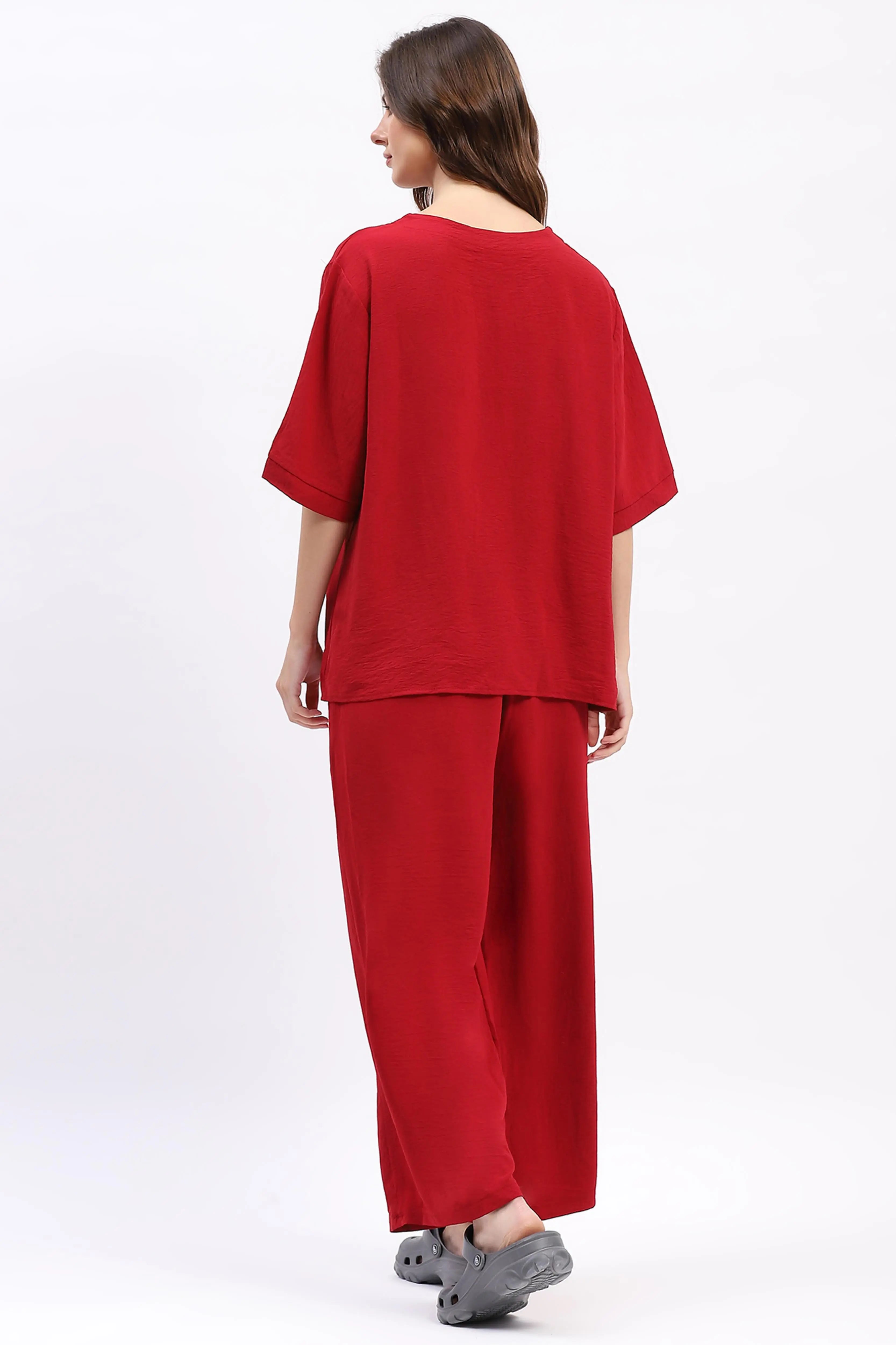 Embroidered Yoke Rayon Co-ord Set - Global Republic