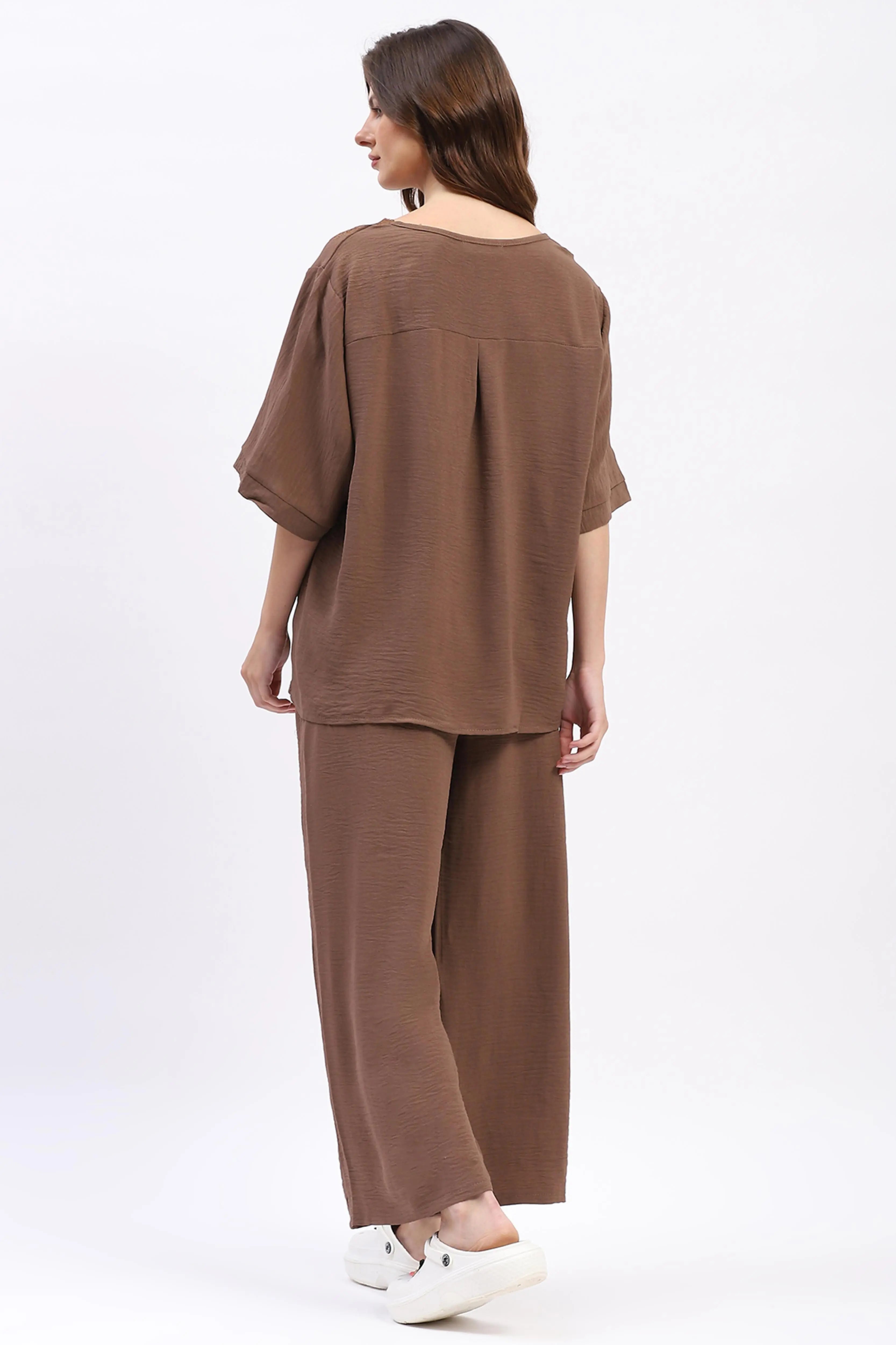 Embroidered Yoke Rayon Co-ord Set - Global Republic