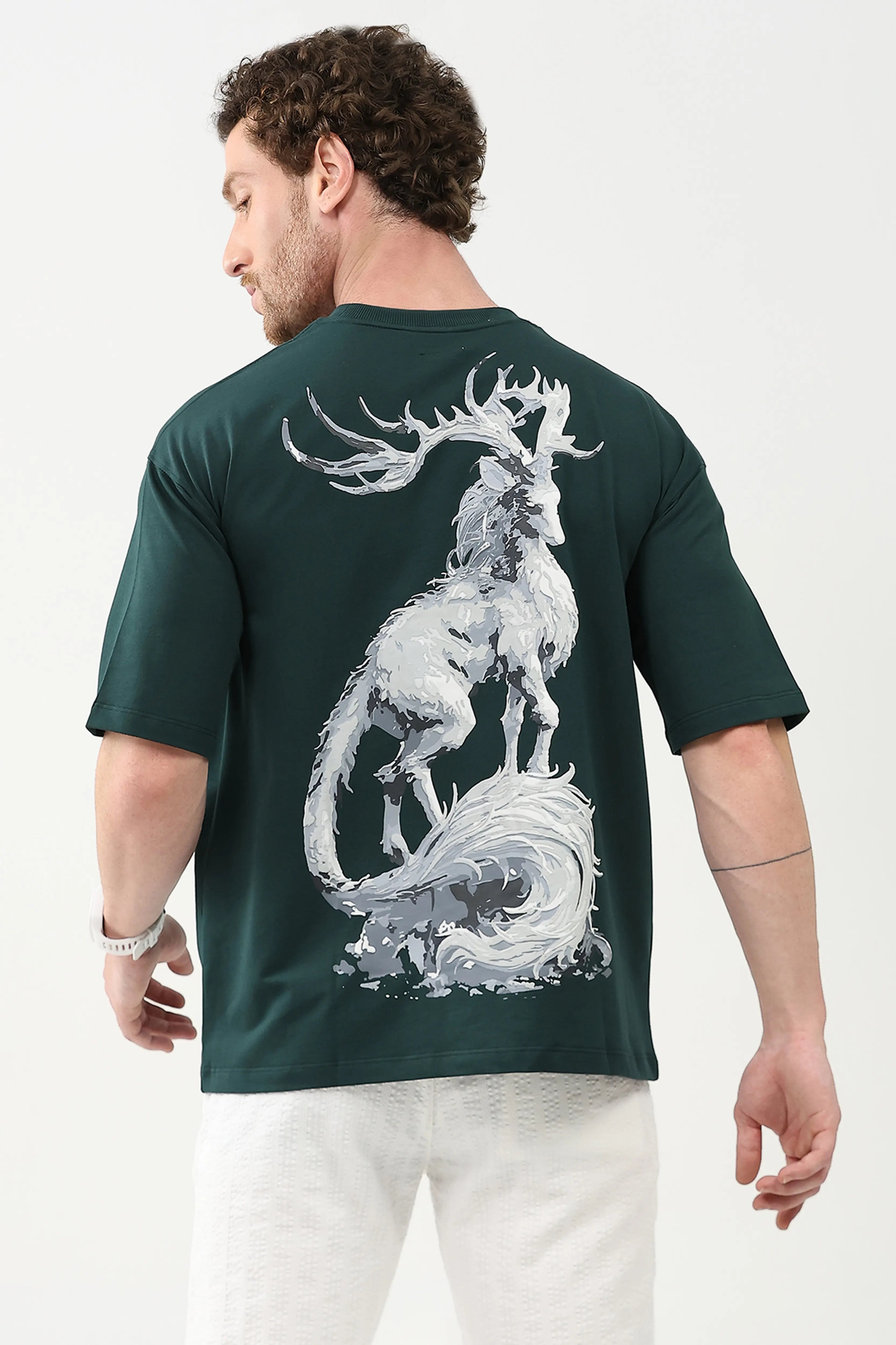 Oversized Stag Graphic T-Shirt