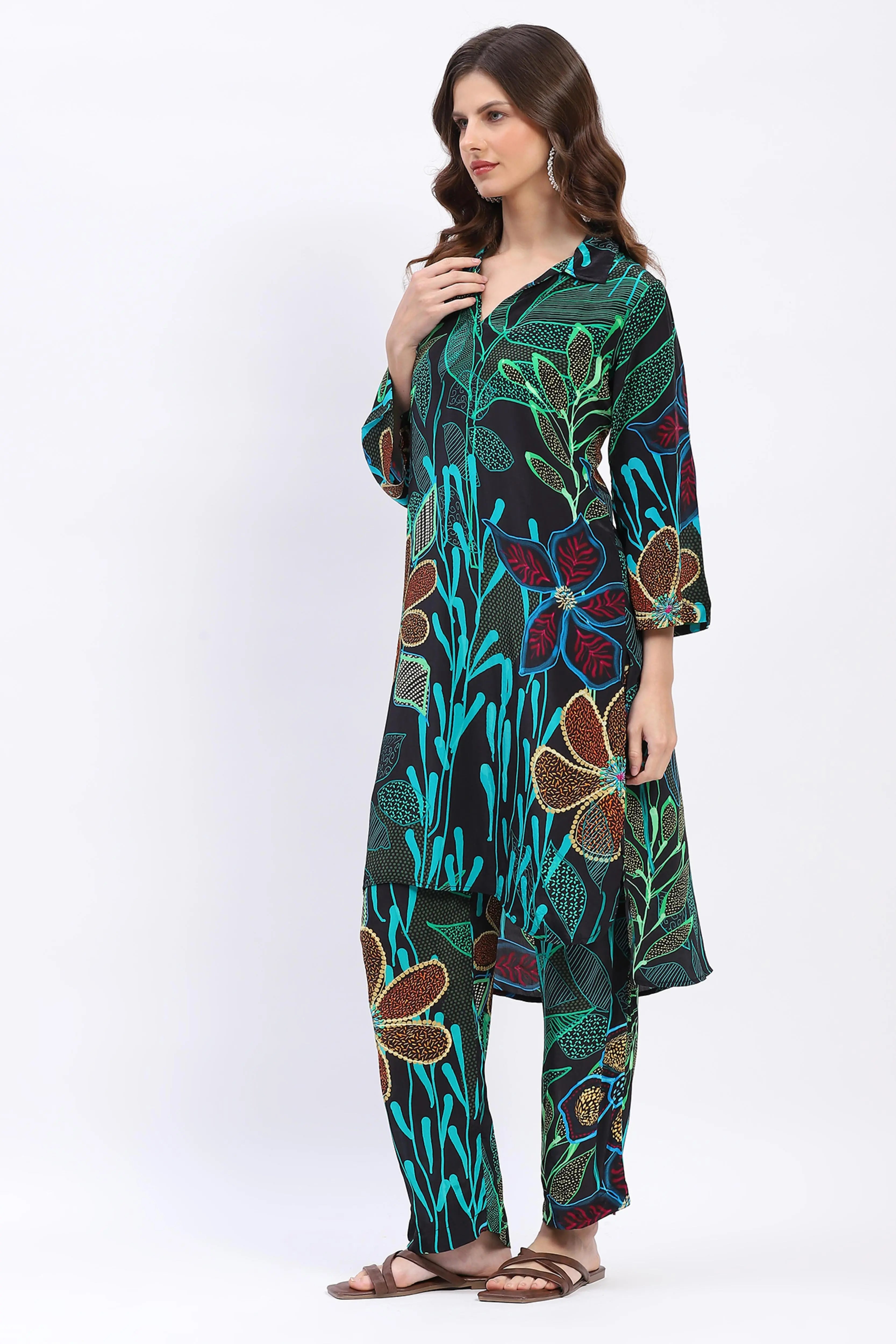 Tropical Print Muslin Kurta Set - Global Republic