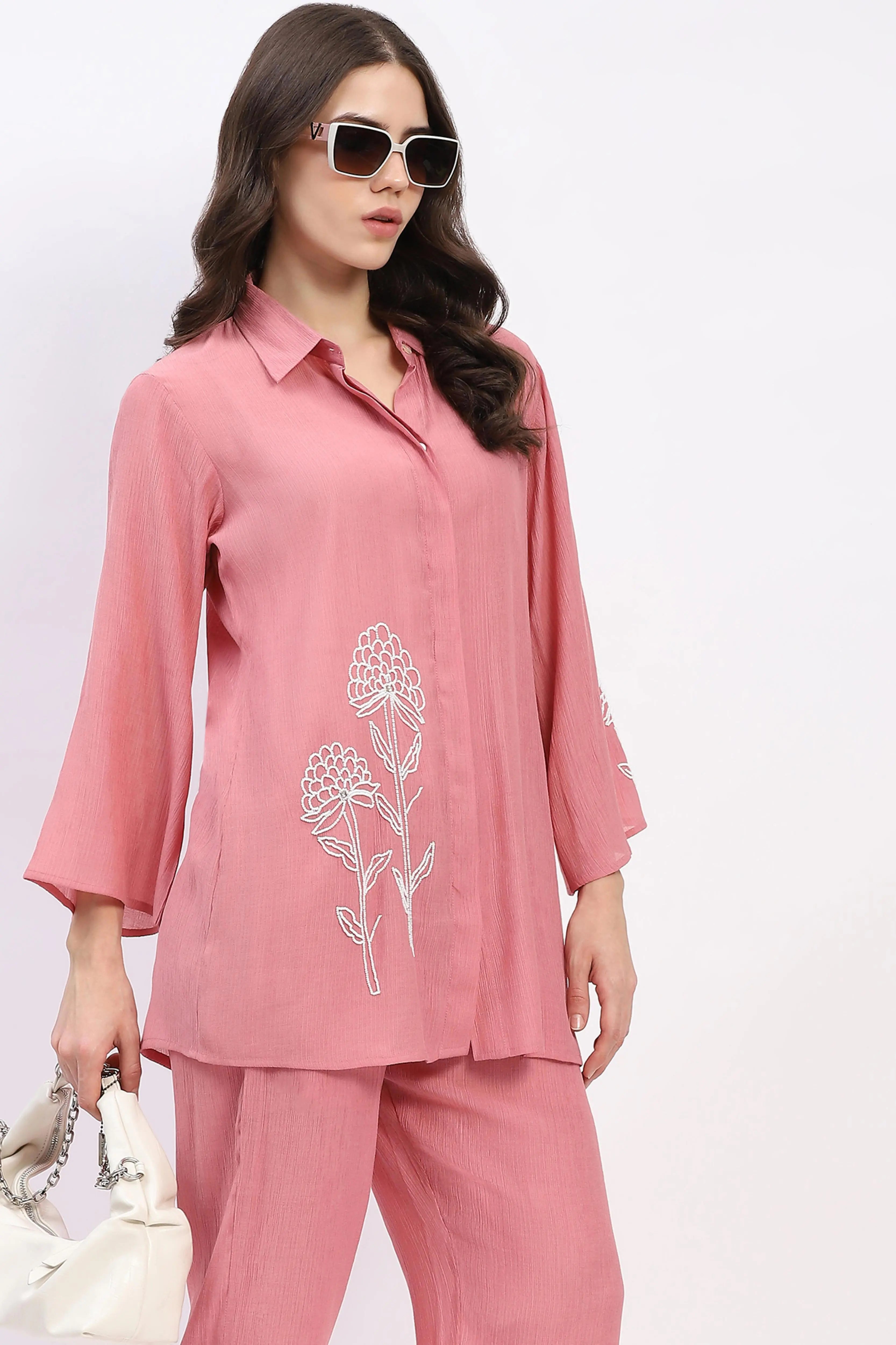 Embellished Shirt Collar Kurta Set - Global Republic