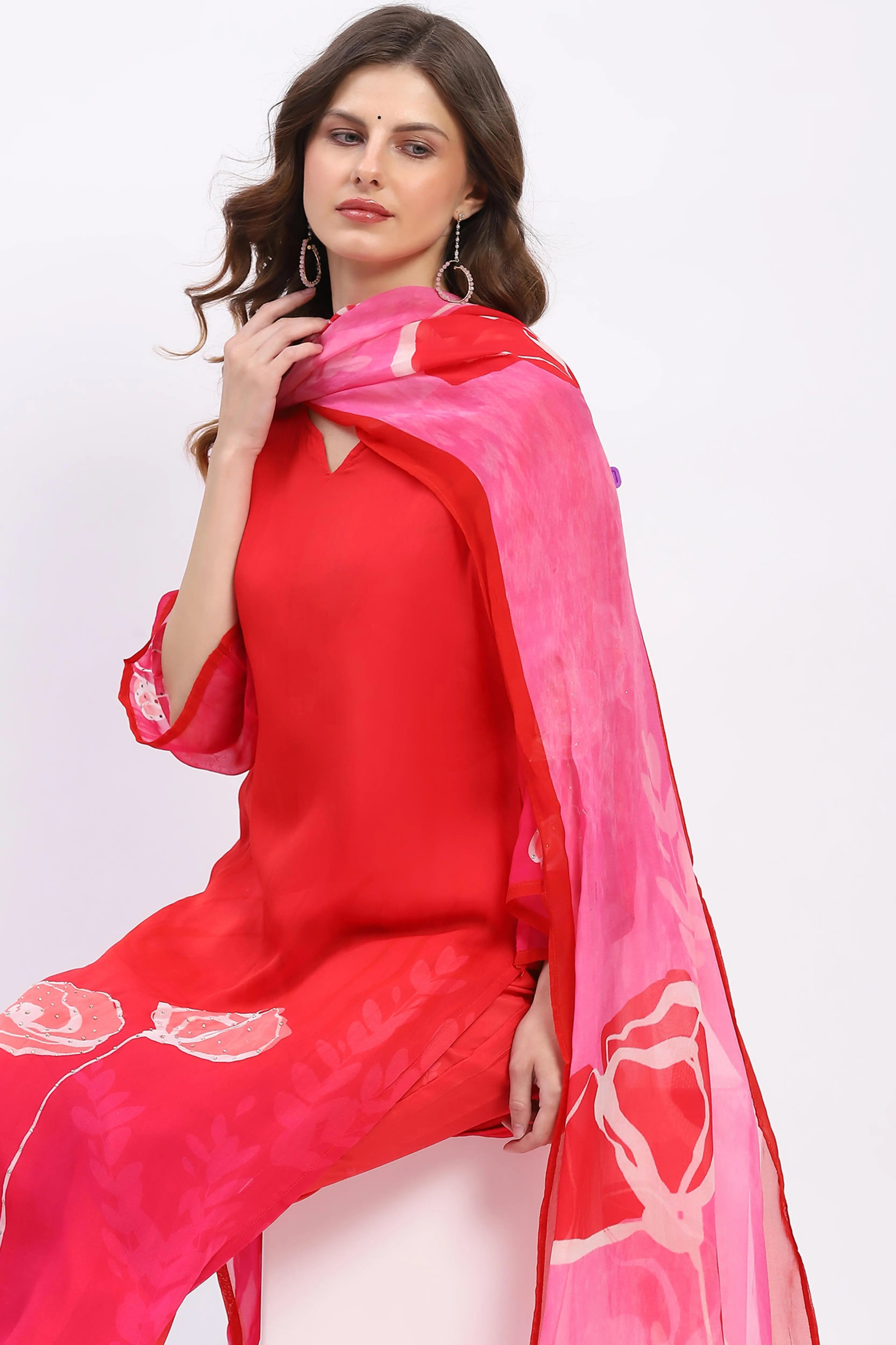Floral Grace Red Ethnic Set - Global Republic