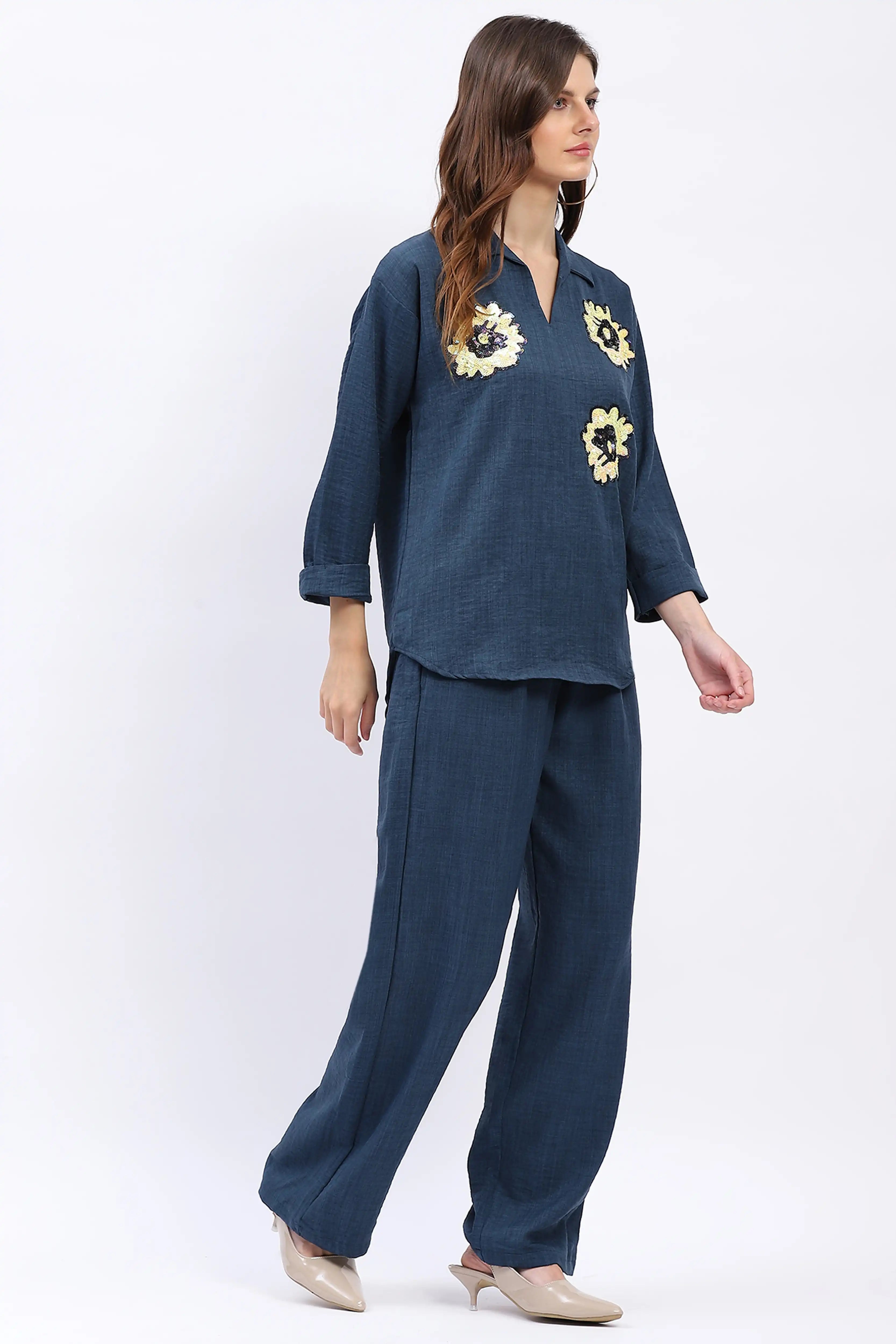 Floral Sequin Relaxed Co-ord Set
