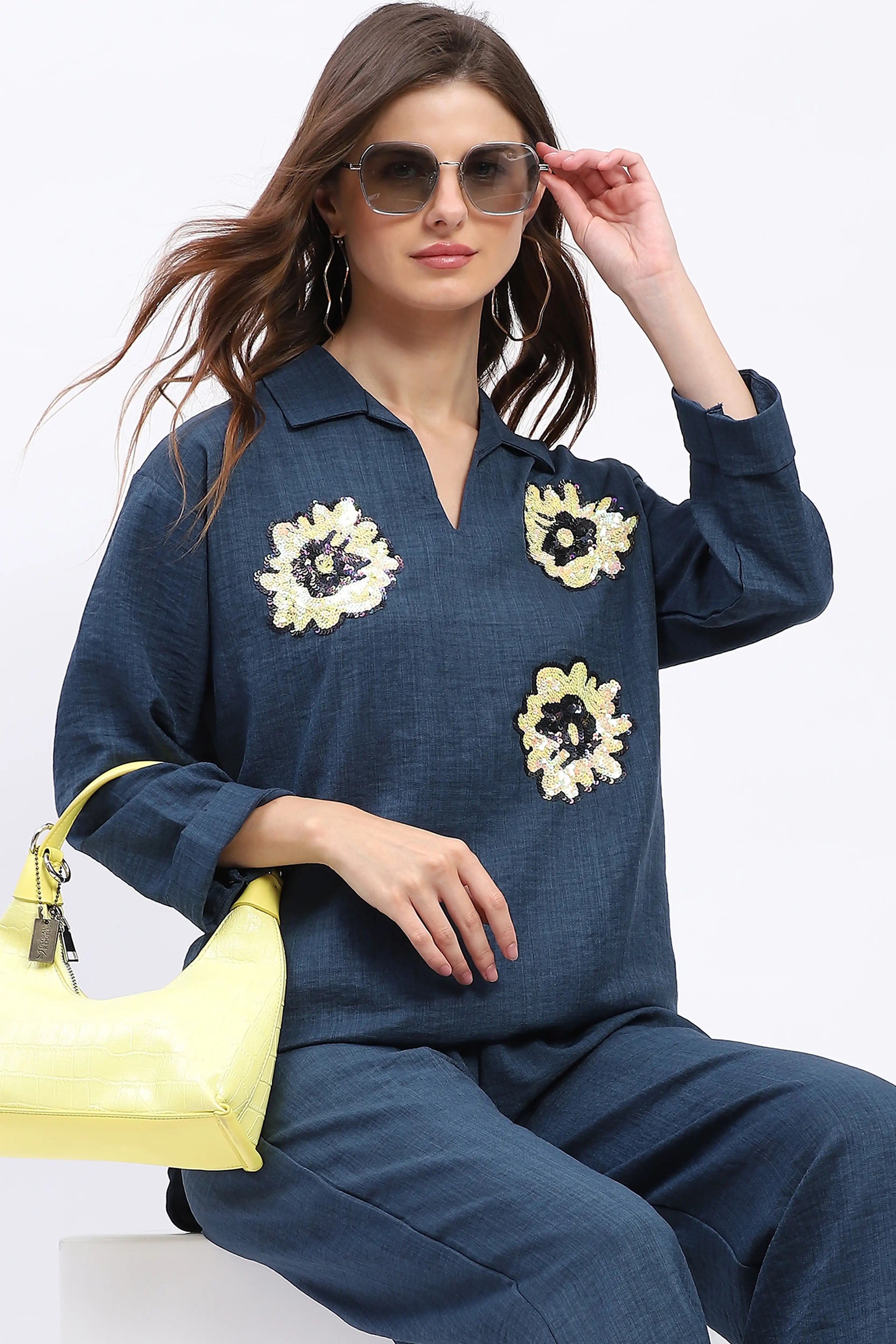 Floral Sequin Relaxed Co-ord Set