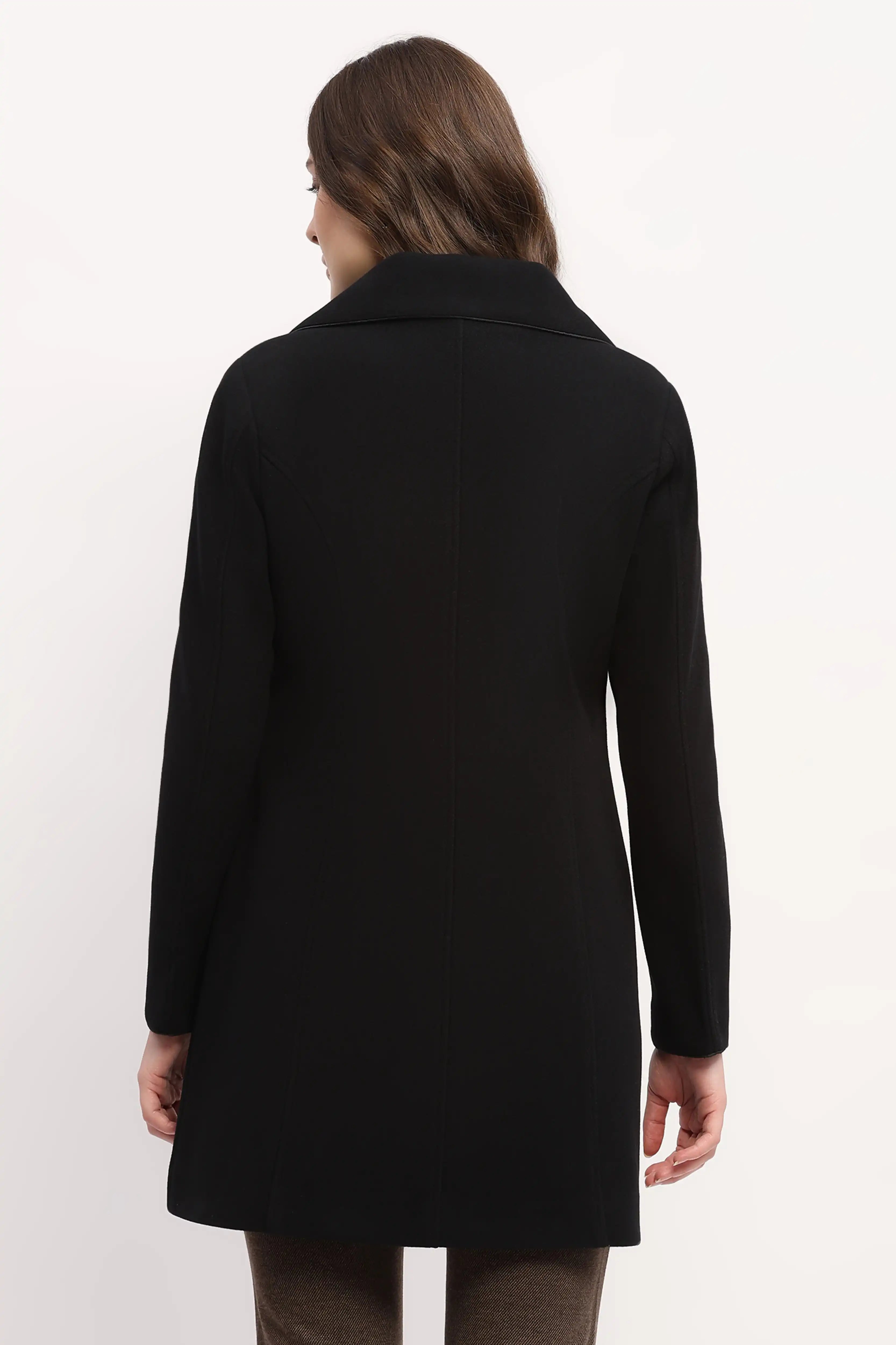 Black Wool-Blend Winter Coat