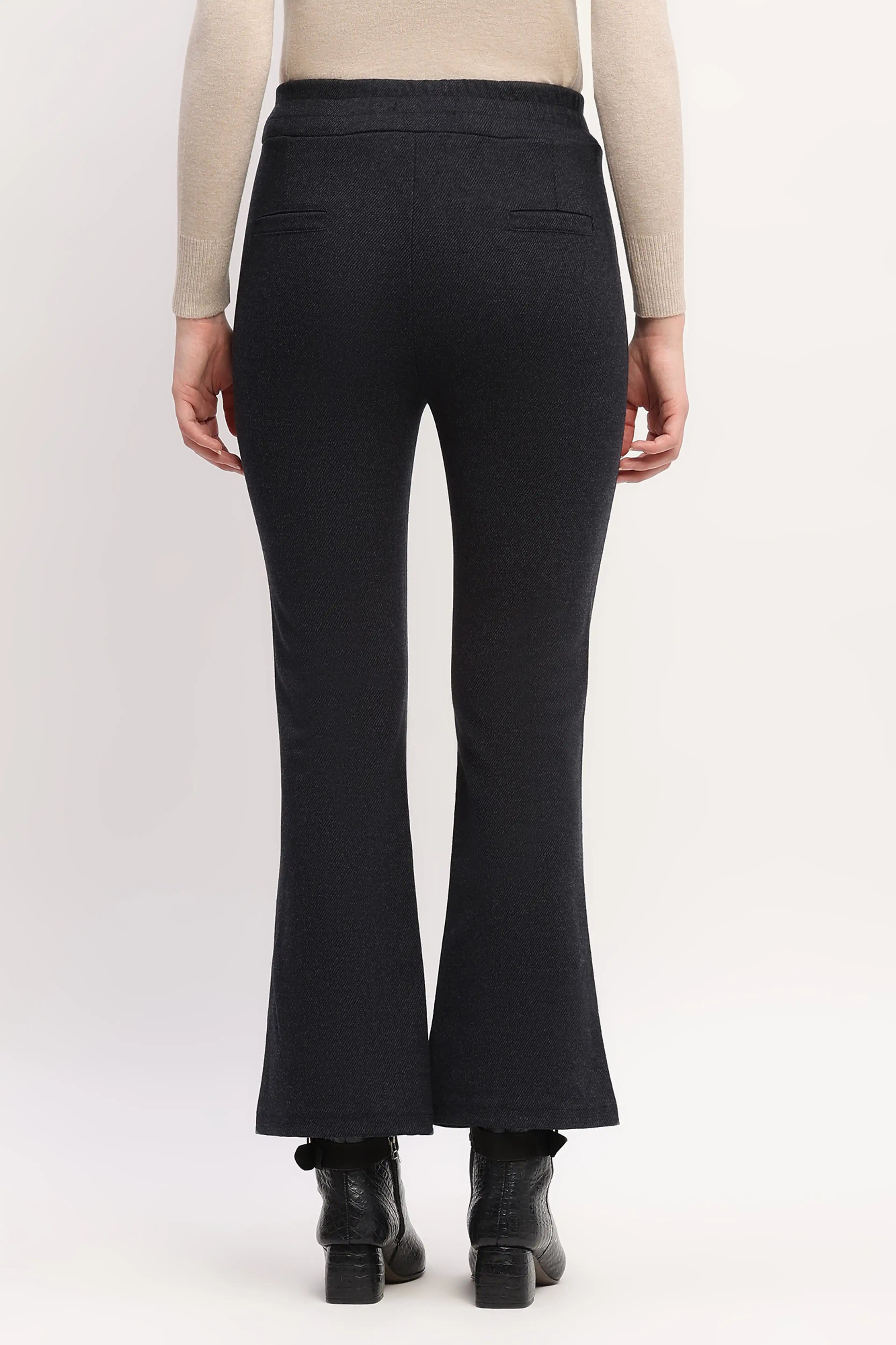 Grey Slim-Fit Bootcut Trousers