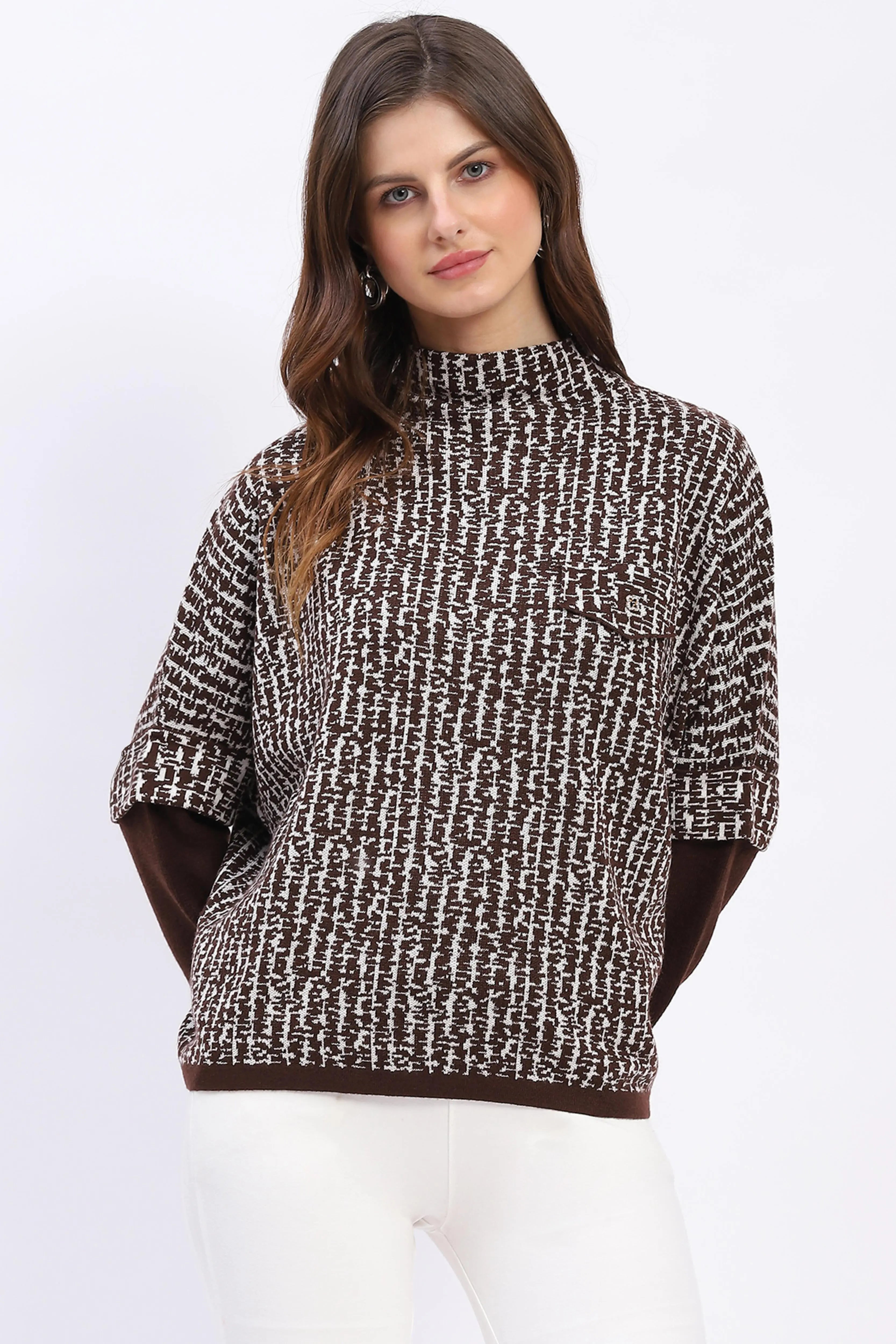 Batwing Sleeve Wool-Blend Pullover - Global Republic