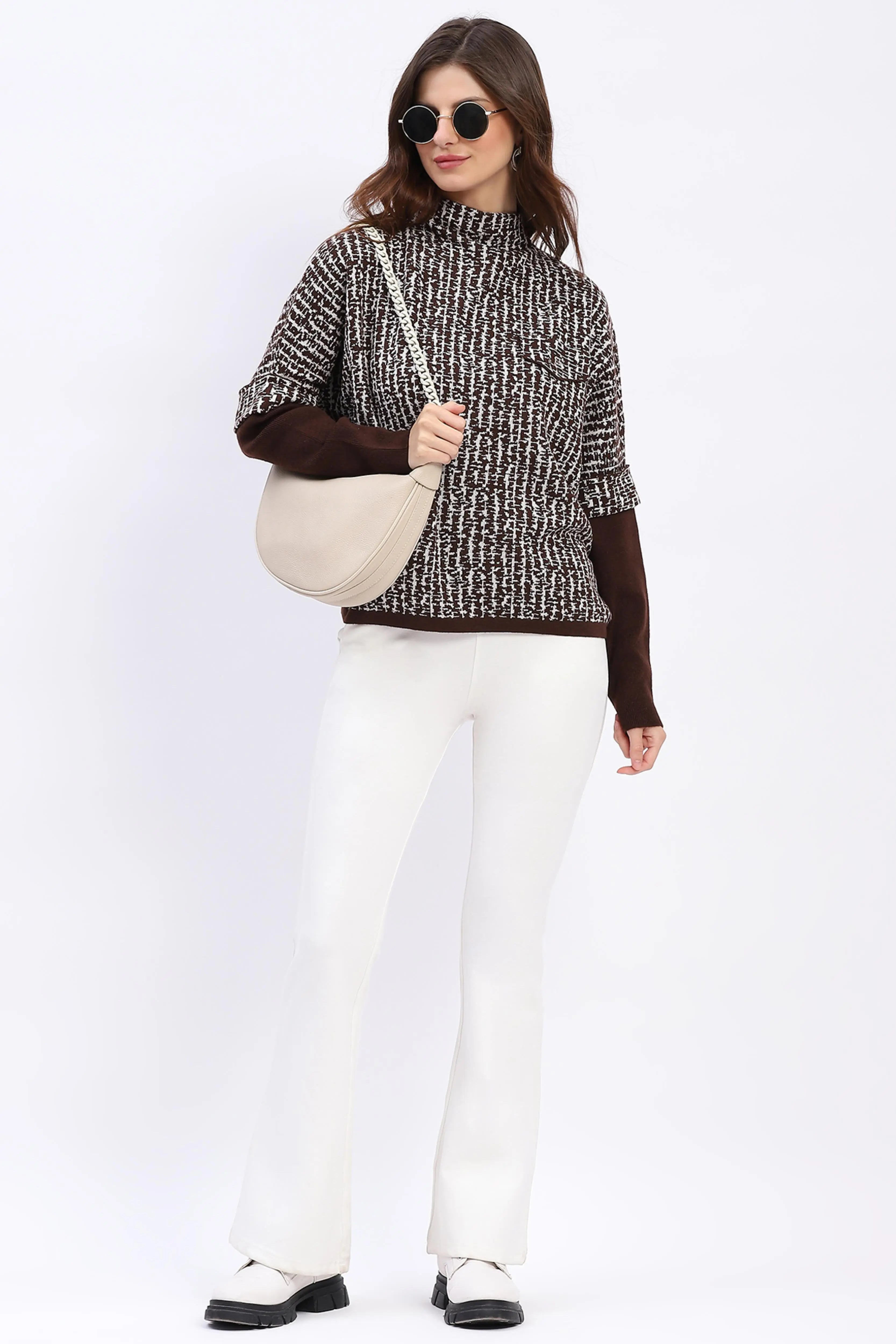 Batwing Sleeve Wool-Blend Pullover - Global Republic