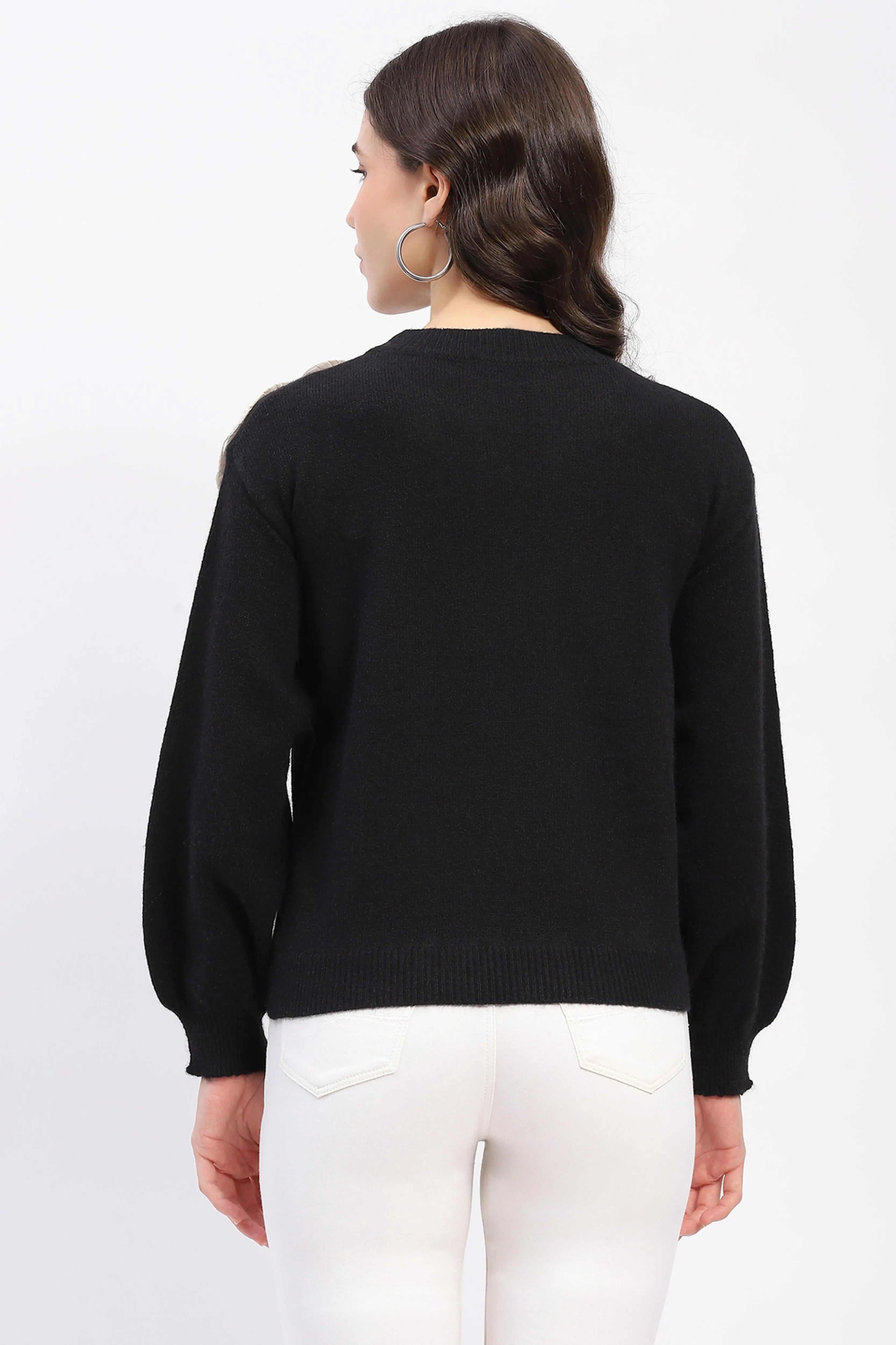 Ribbon Floral Embellished Pullover - Global Republic