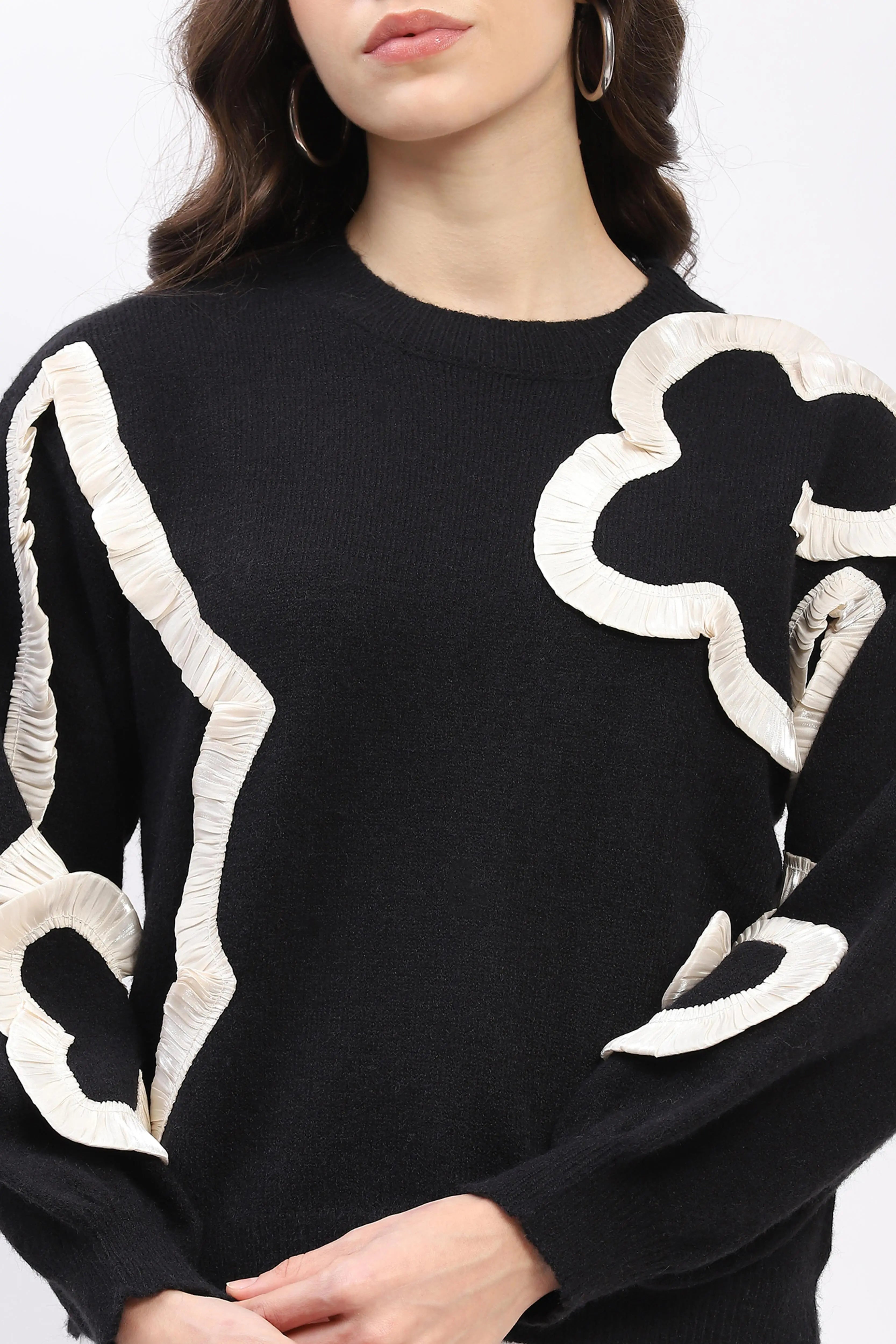 Ribbon Floral Embellished Pullover - Global Republic