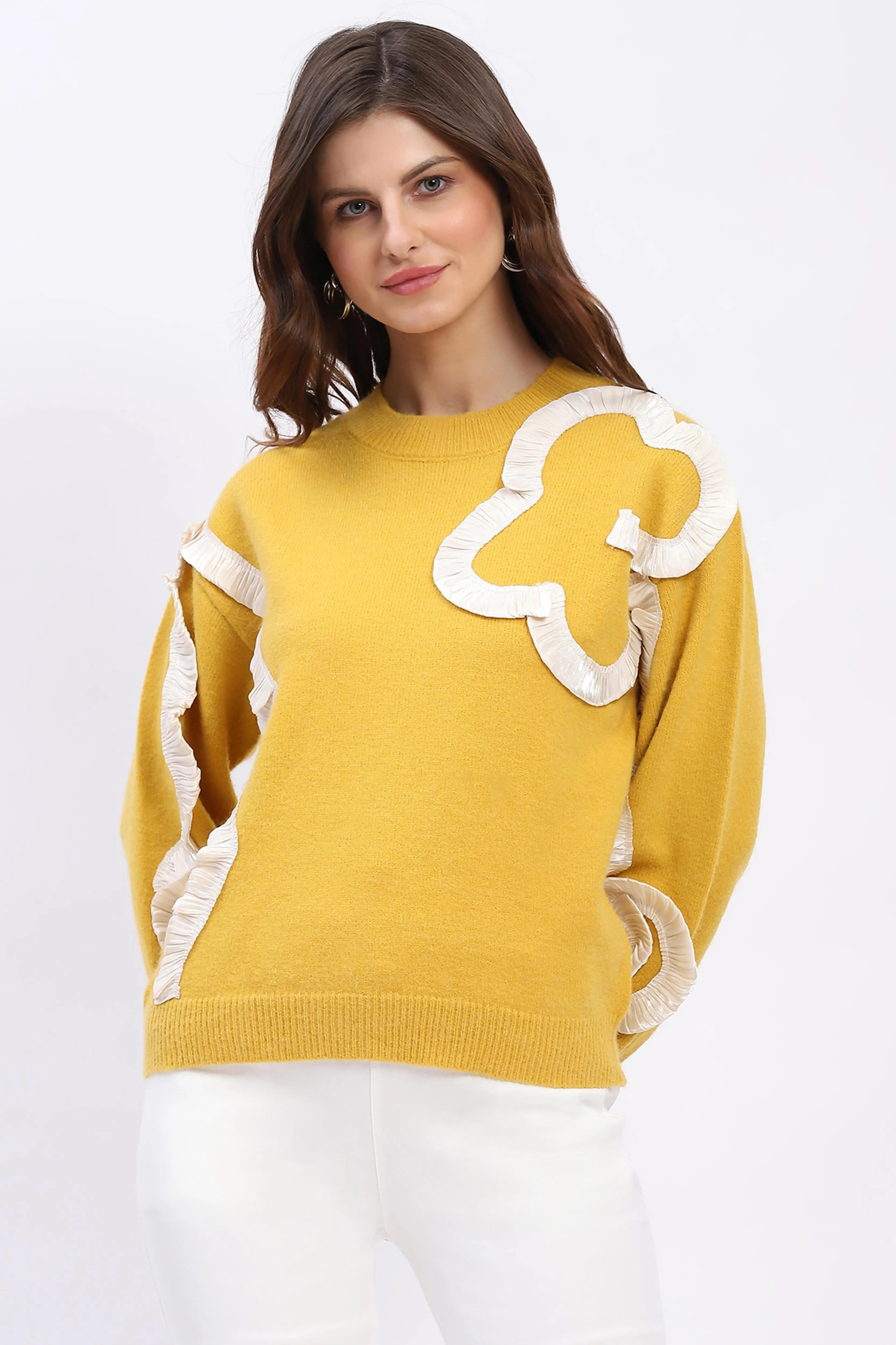 Ribbon Floral Embellished Pullover - Global Republic
