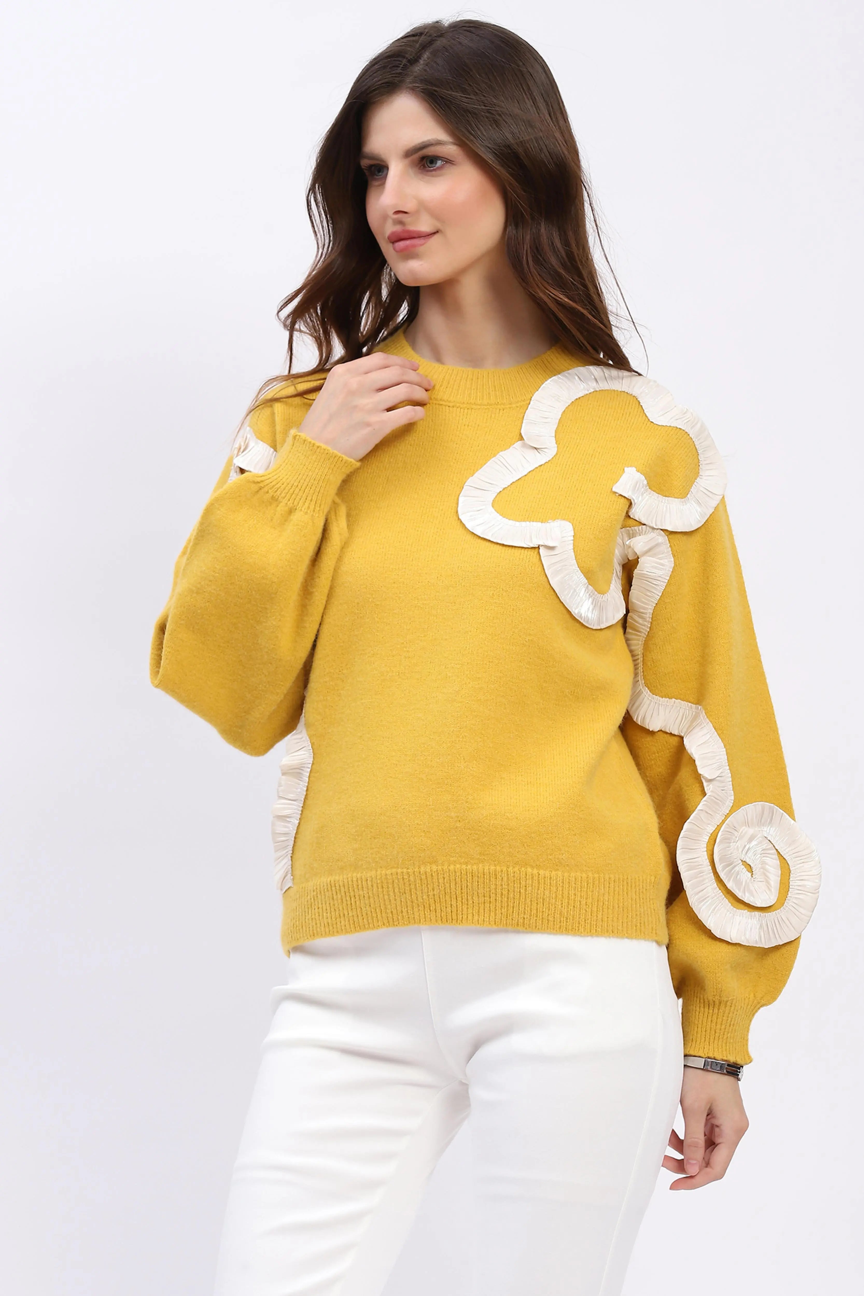 Ribbon Floral Embellished Pullover - Global Republic