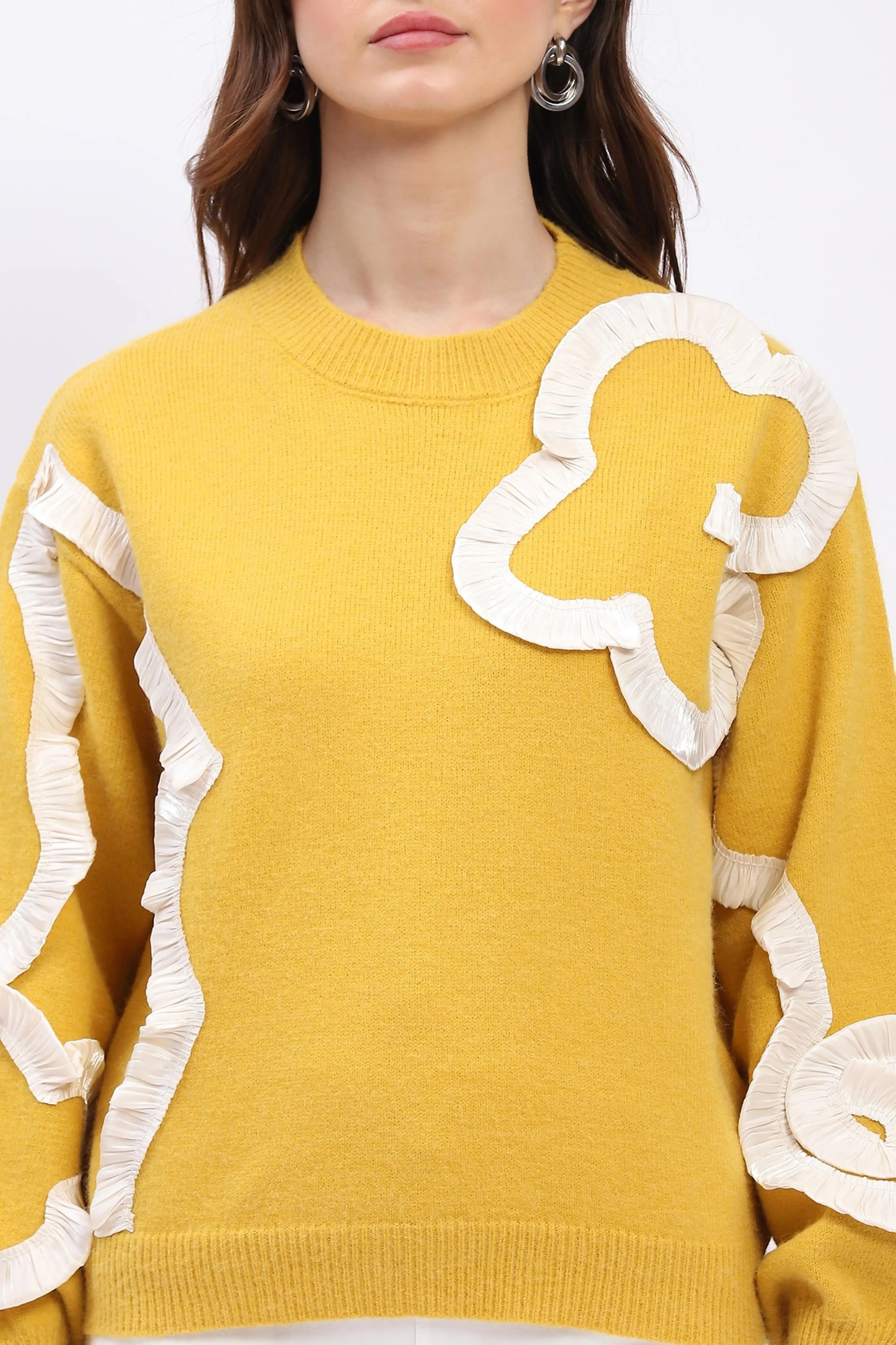 Ribbon Floral Embellished Pullover - Global Republic