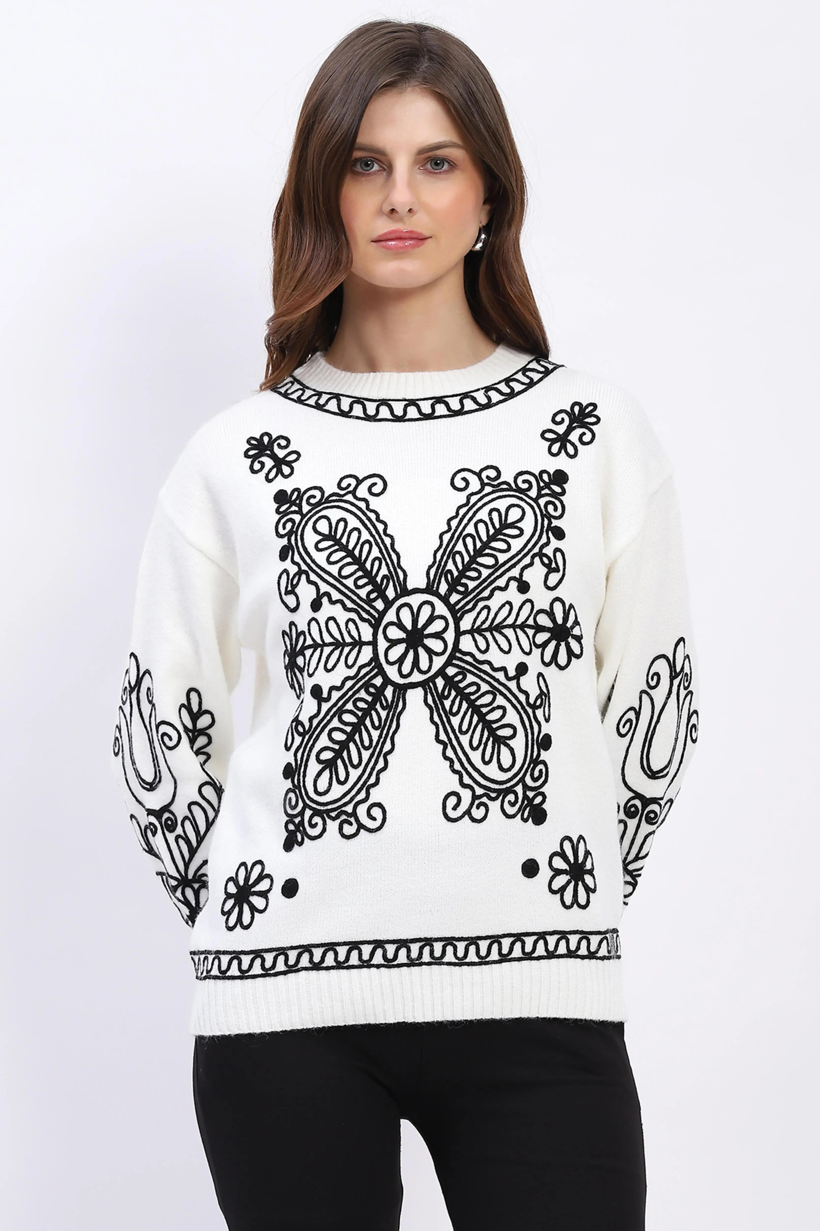 Floral Embroidered Pullover - Global Republic