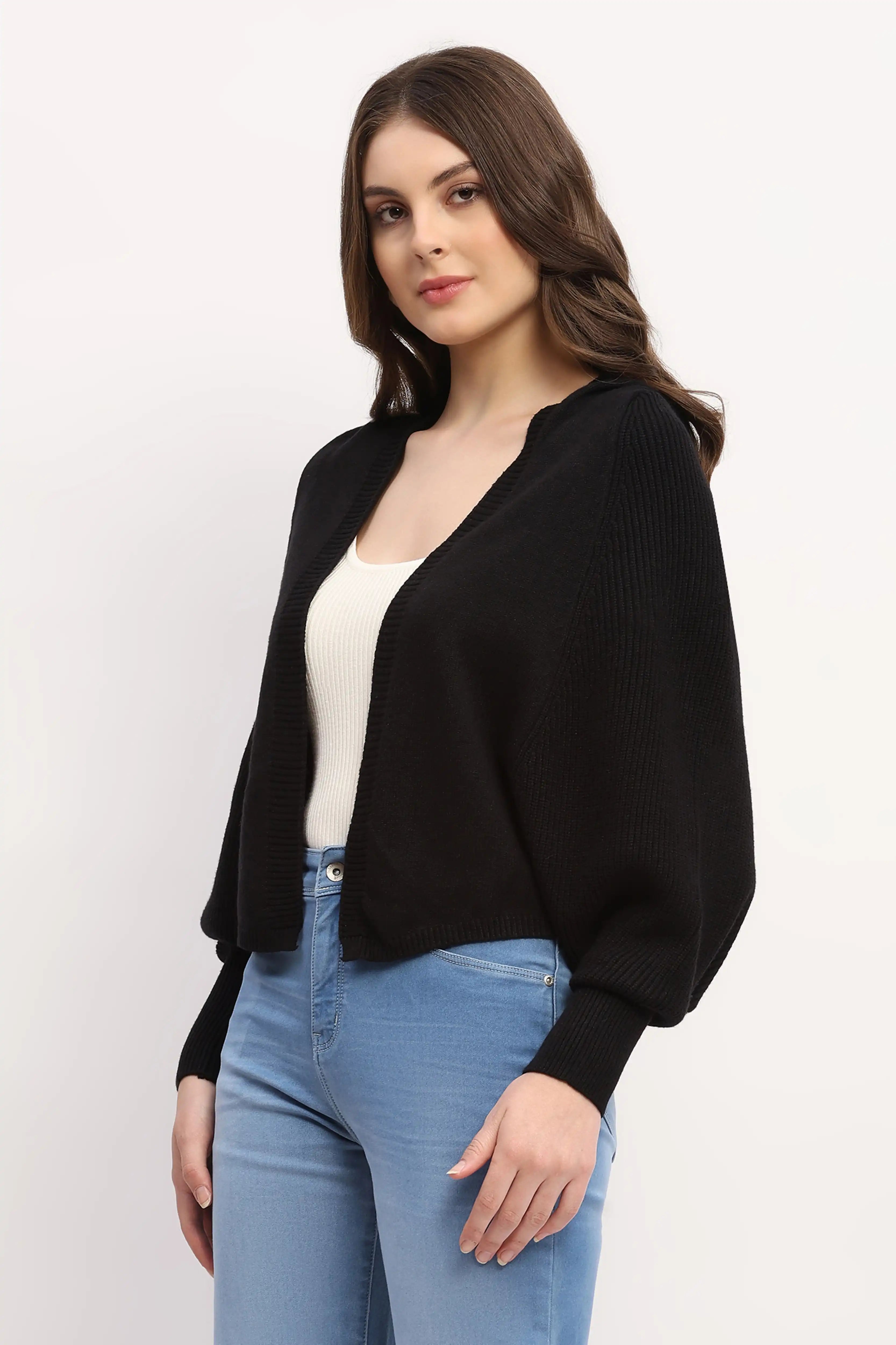 Black Hooded Winter Shrug