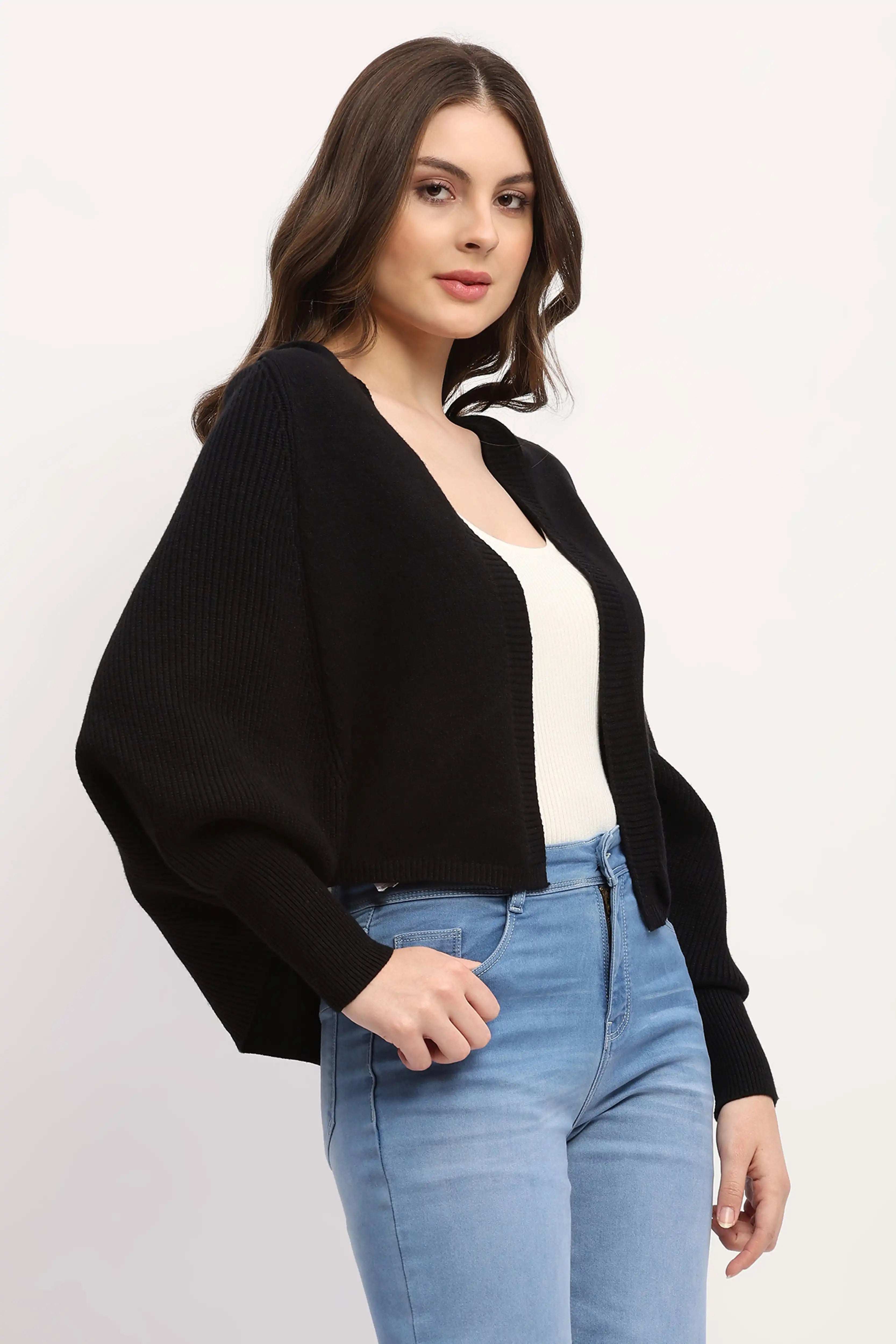 Black Hooded Winter Shrug