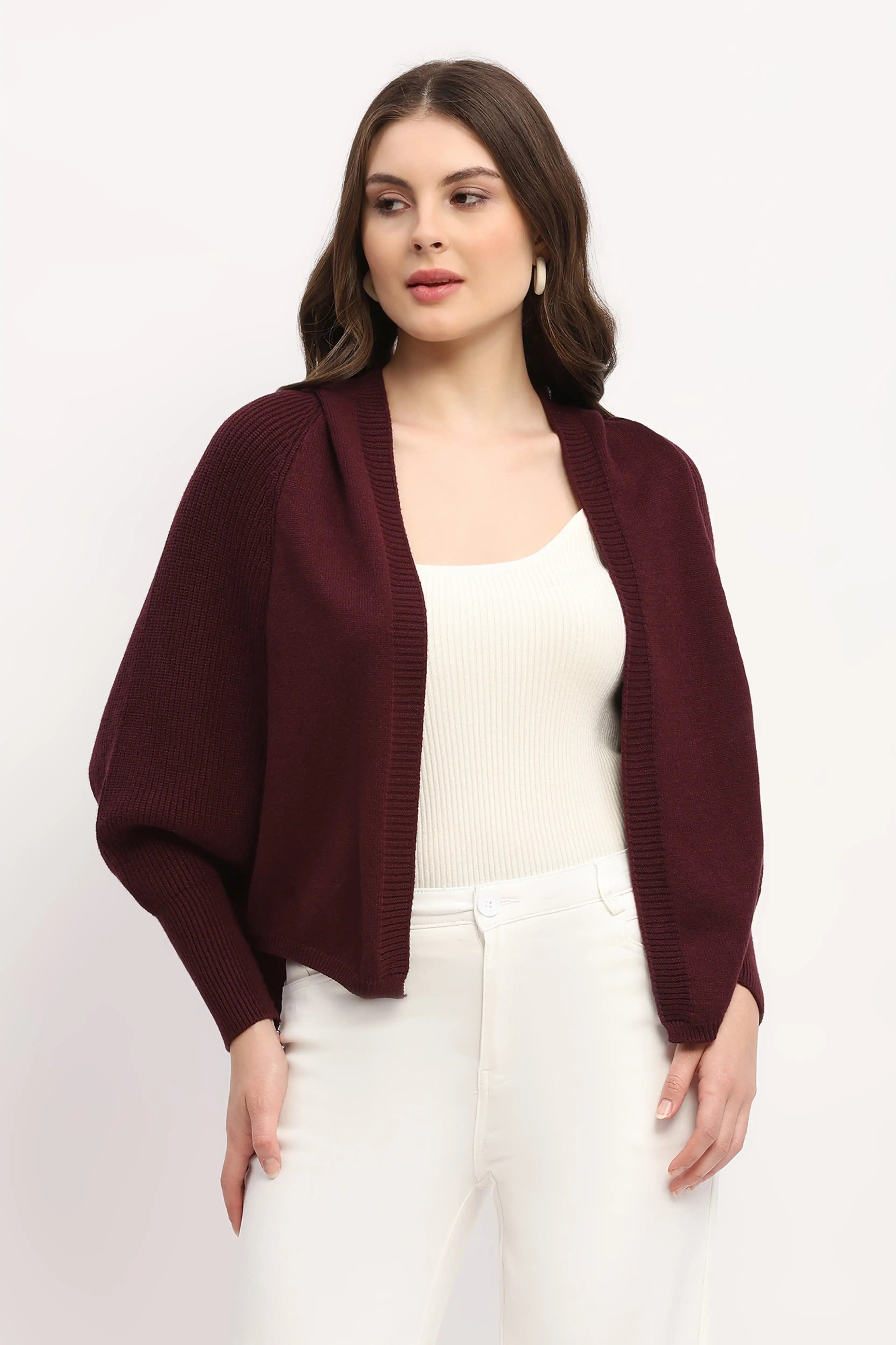 Wine Hooded Winter Shrug