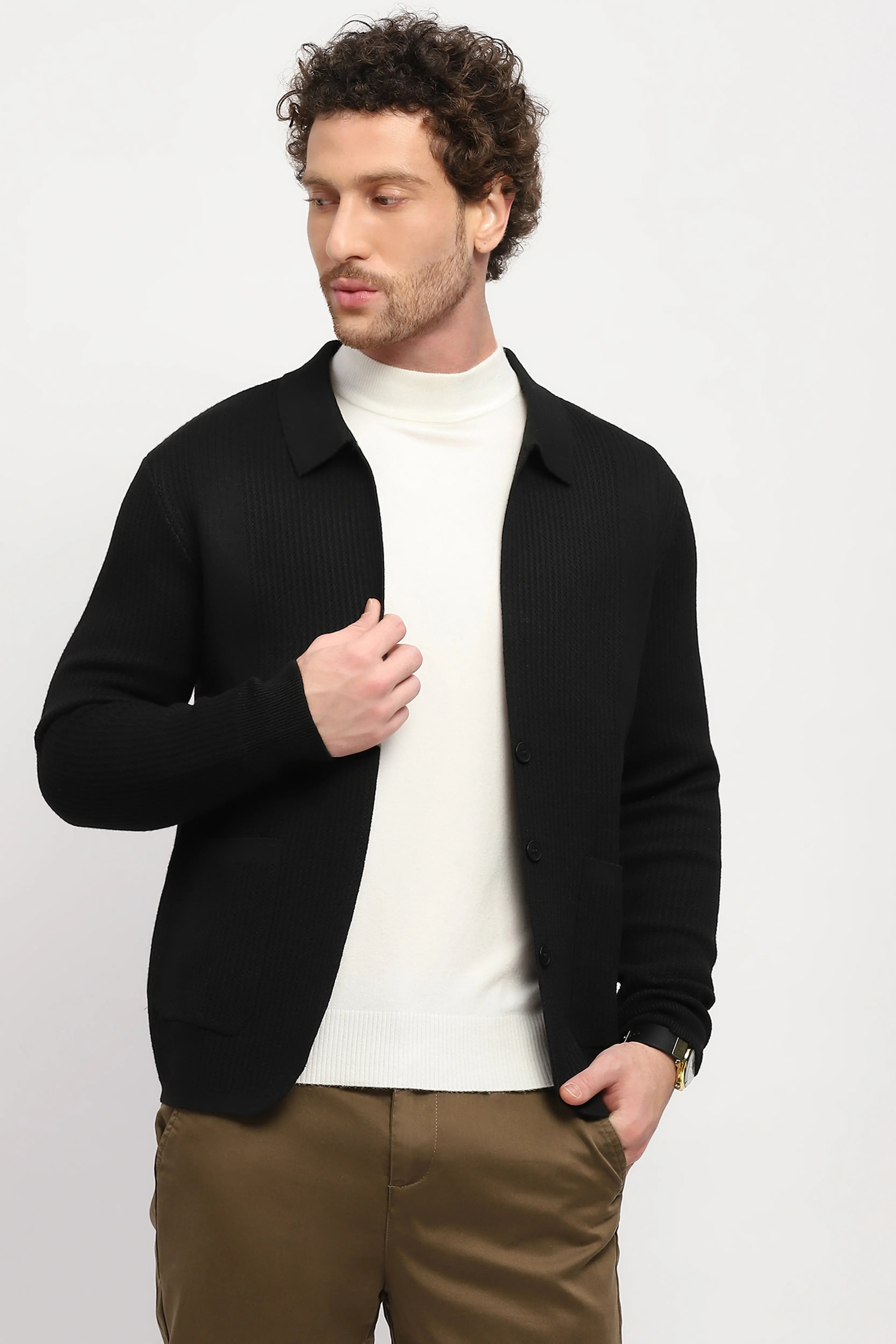 Solid Textured Winter Shacket