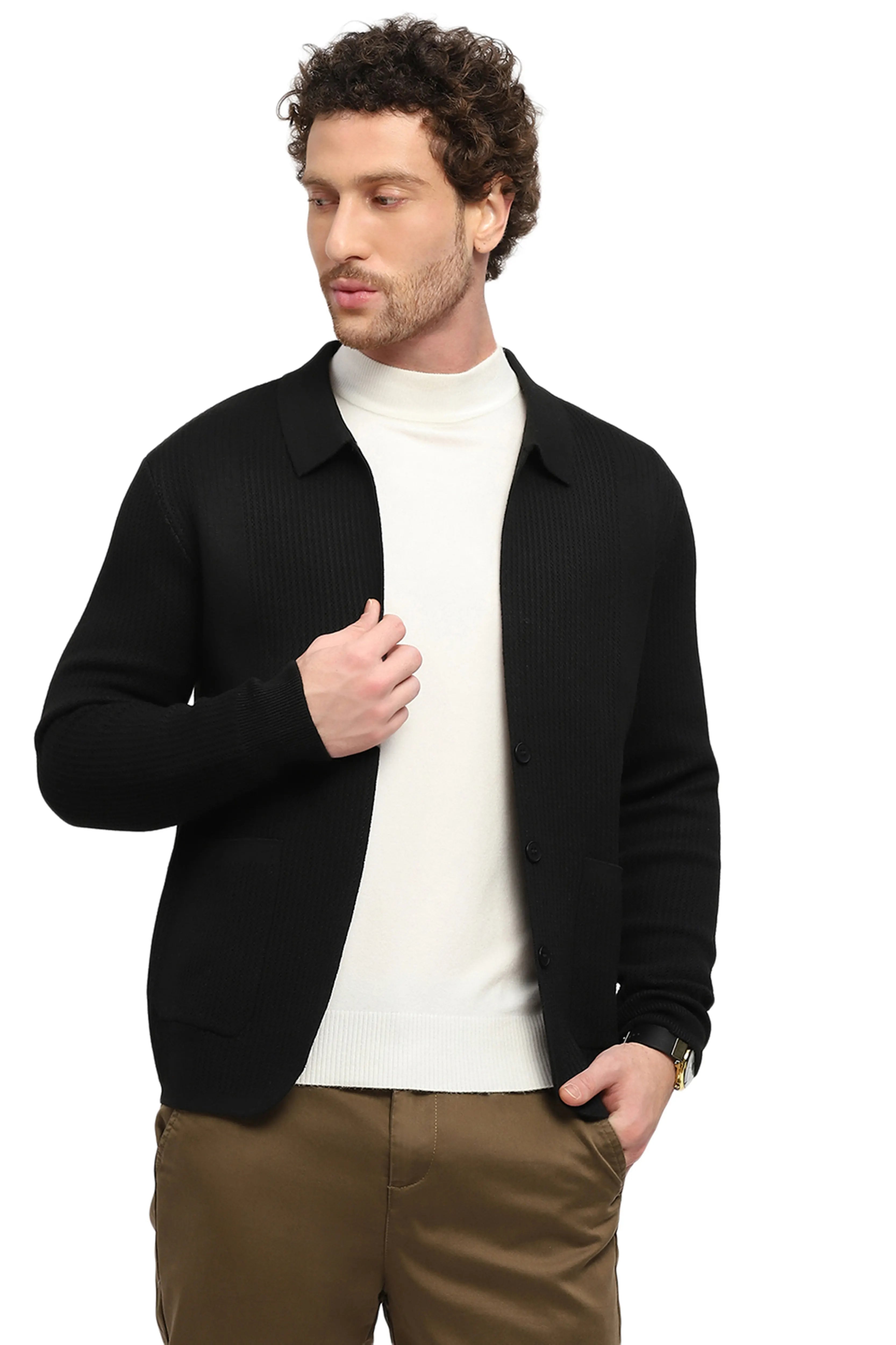 Solid Textured Winter Shacket